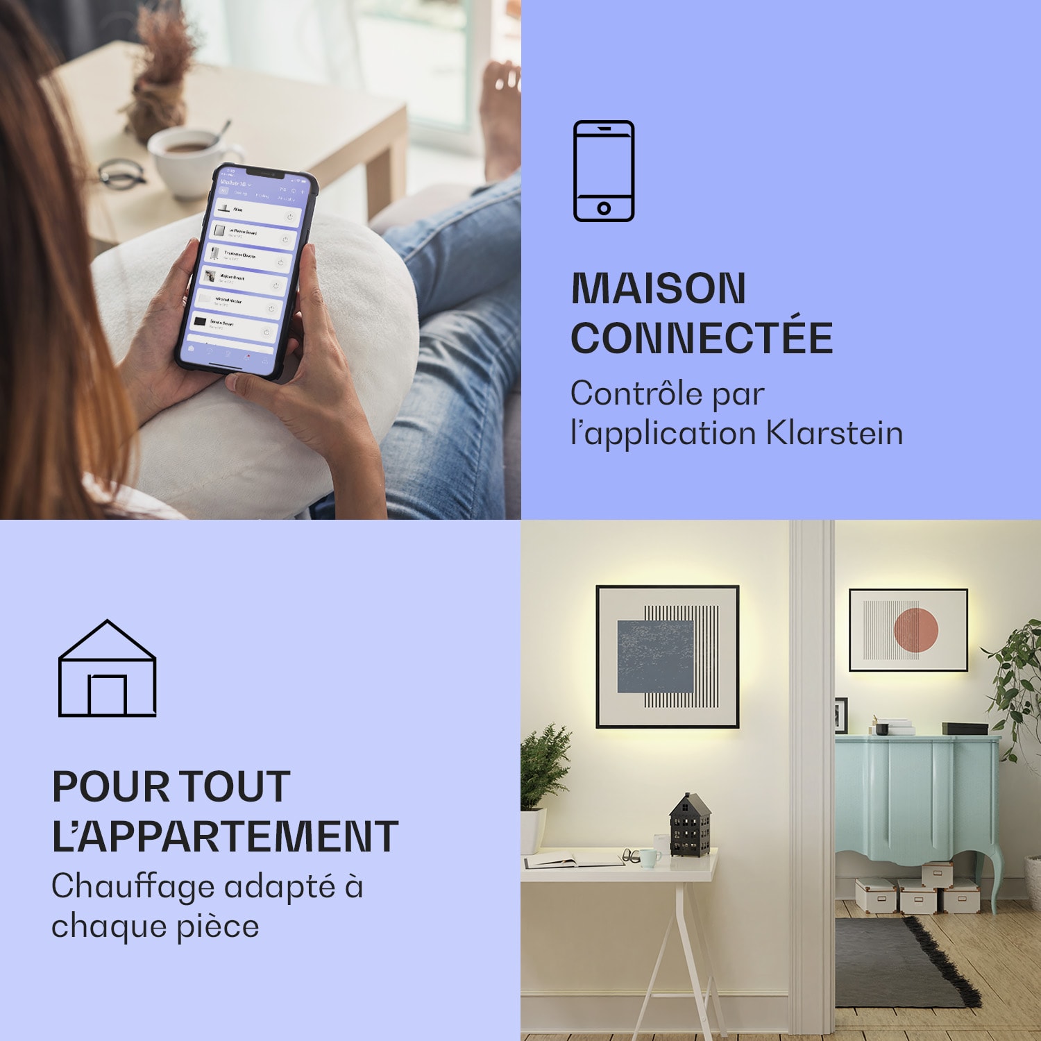 Mojave 500 smart 2-in-1 verwarming infrarood convector 60x60 cm 500 W RGB-licht 500 W (60 x 60 cm) | Multi