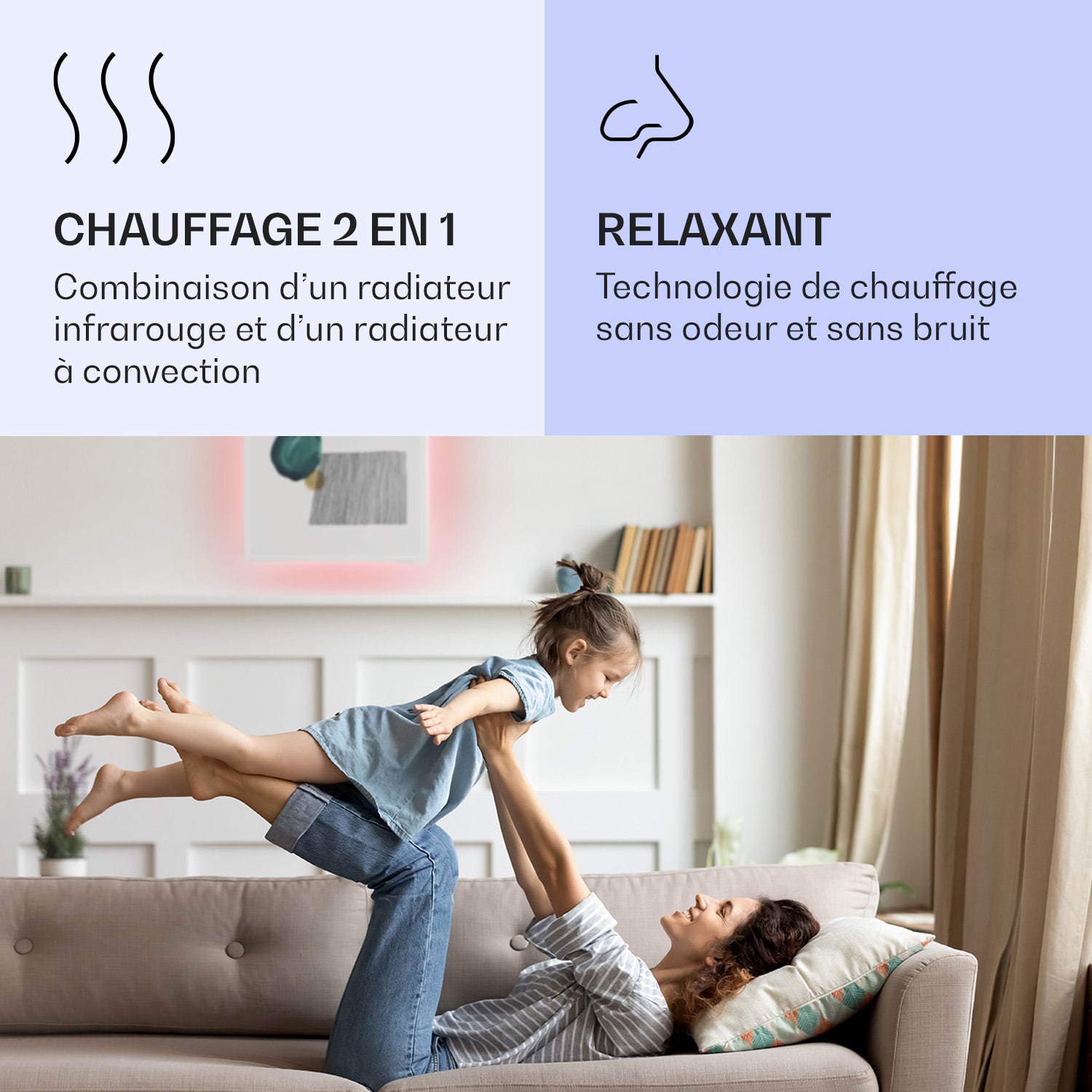 Mojave 500 smart 2-in-1 verwarming infrarood convector 60x60 cm 500 W RGB-licht 500 W (60 x 60 cm) | abstract