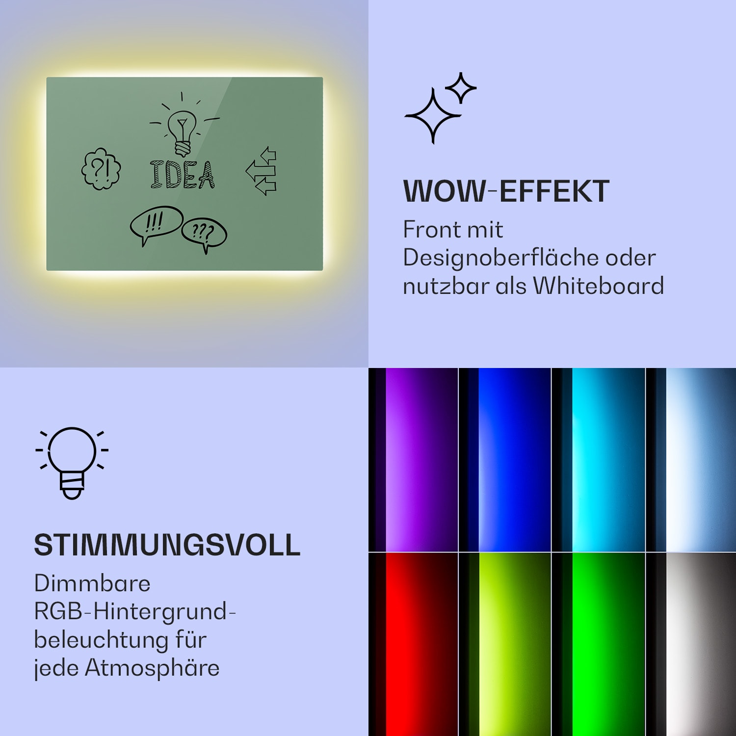 Mojave 750 smart 2-in-1 Heizgerät Infrarot Konvektor 85x60cm 750W RGB-Licht 750 W (60 x 85 cm) | Blattgrün