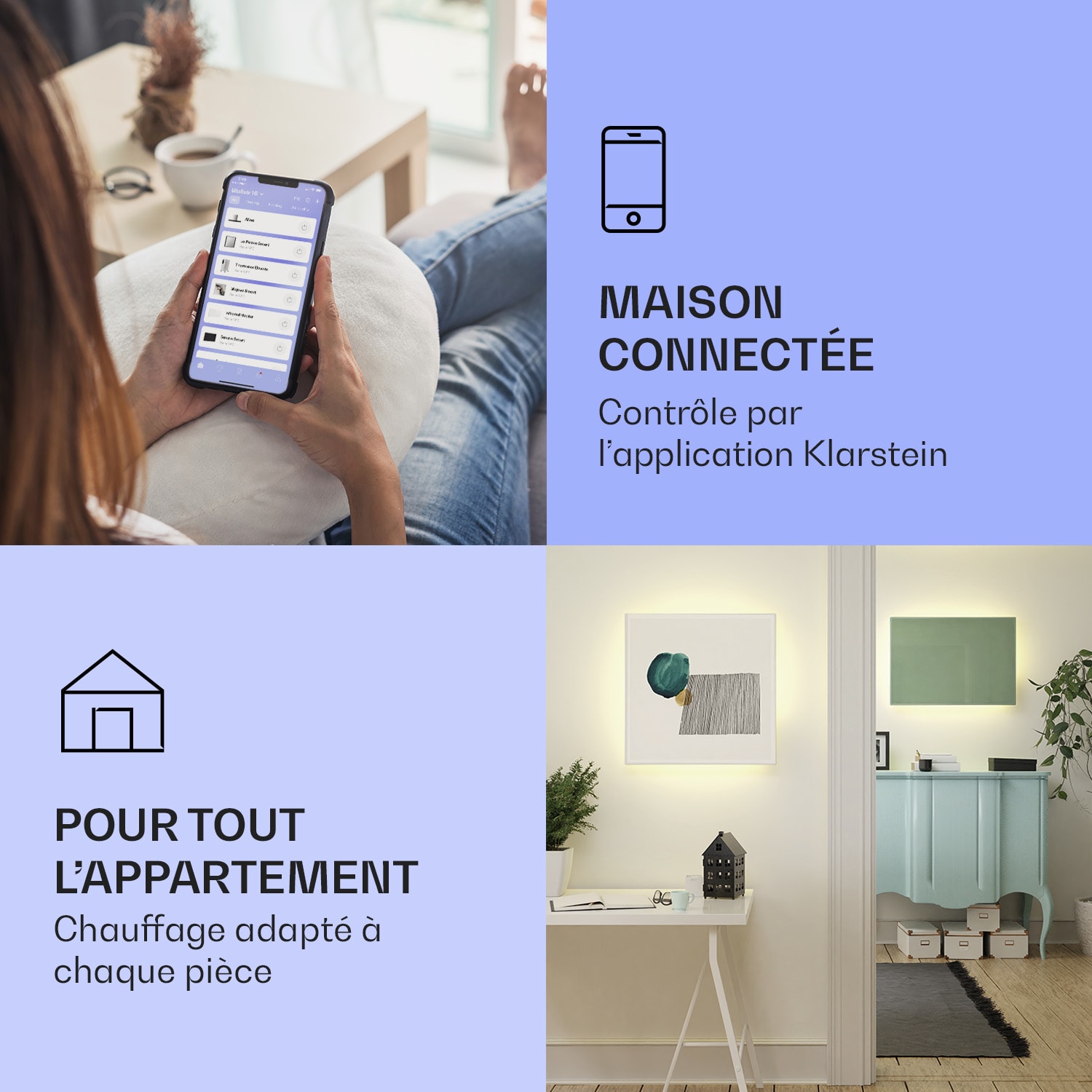 Mojave 750 smart Radiateur 2 en 1 convecteur infrarouge 85x60cm 750W lumière RVB 750 W (60 x 85 cm) | Vert Feuille