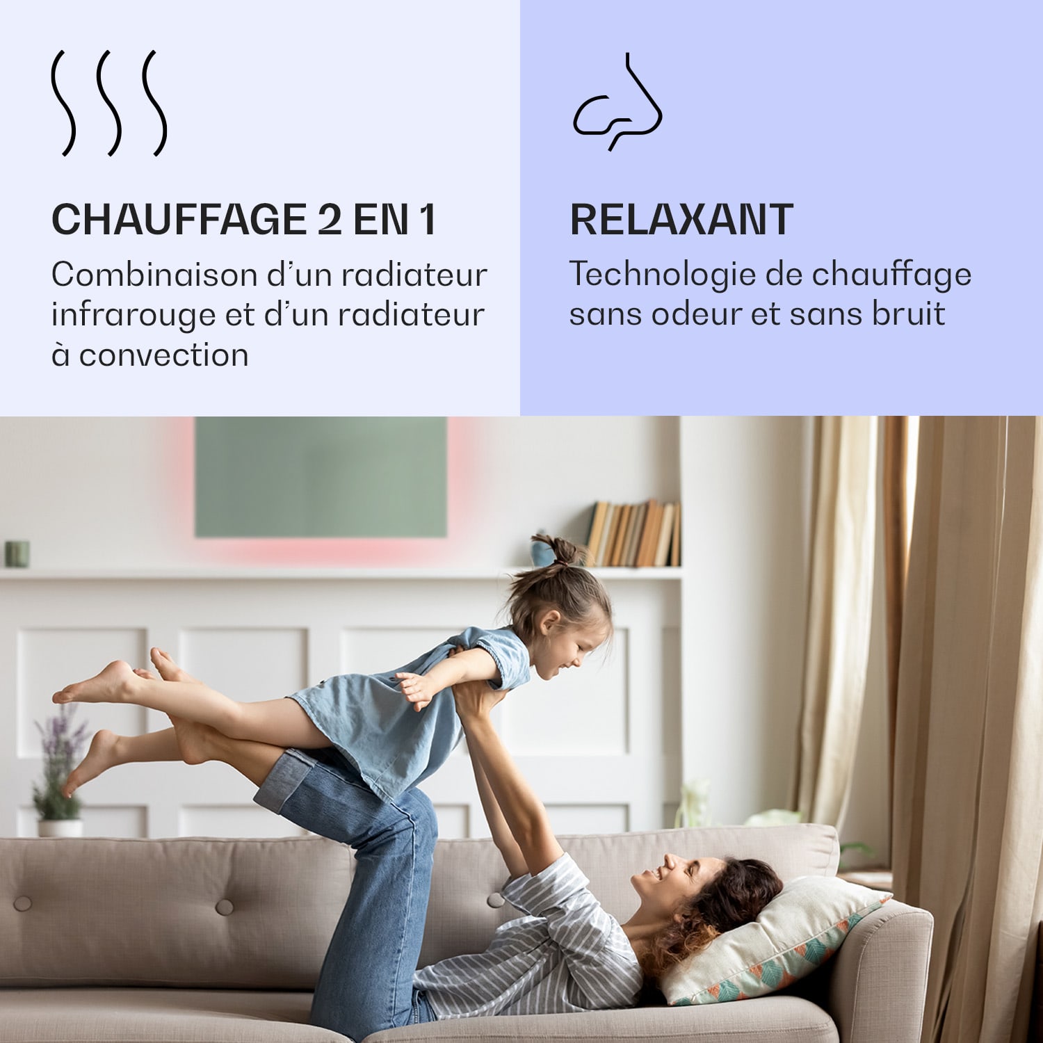 Mojave 750 smart Radiateur 2 en 1 convecteur infrarouge 85x60cm 750W lumière RVB 750 W (60 x 85 cm) | Vert Feuille