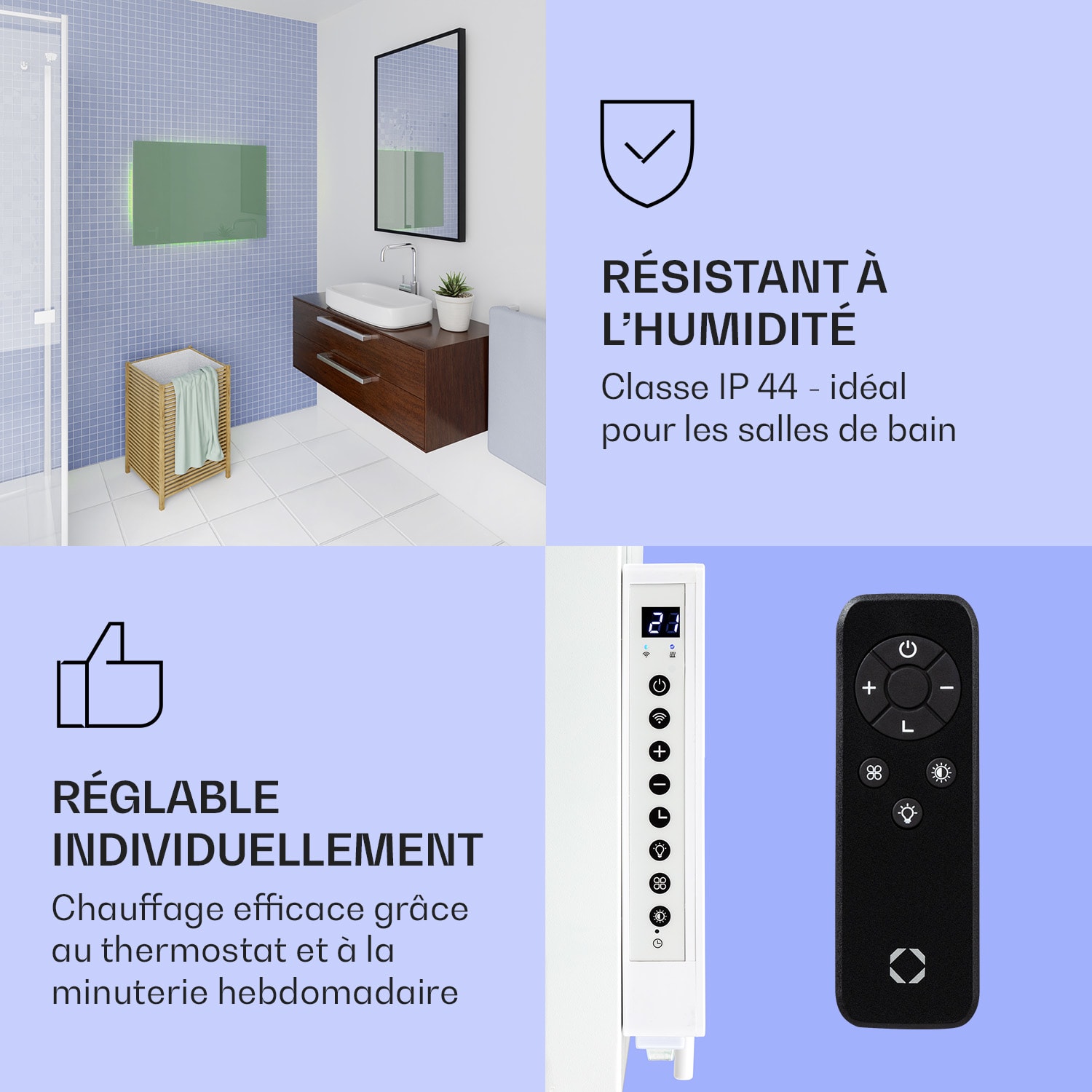 Mojave 750 smart Radiateur 2 en 1 convecteur infrarouge 85x60cm 750W lumière RVB 750 W (60 x 85 cm) | Vert Feuille