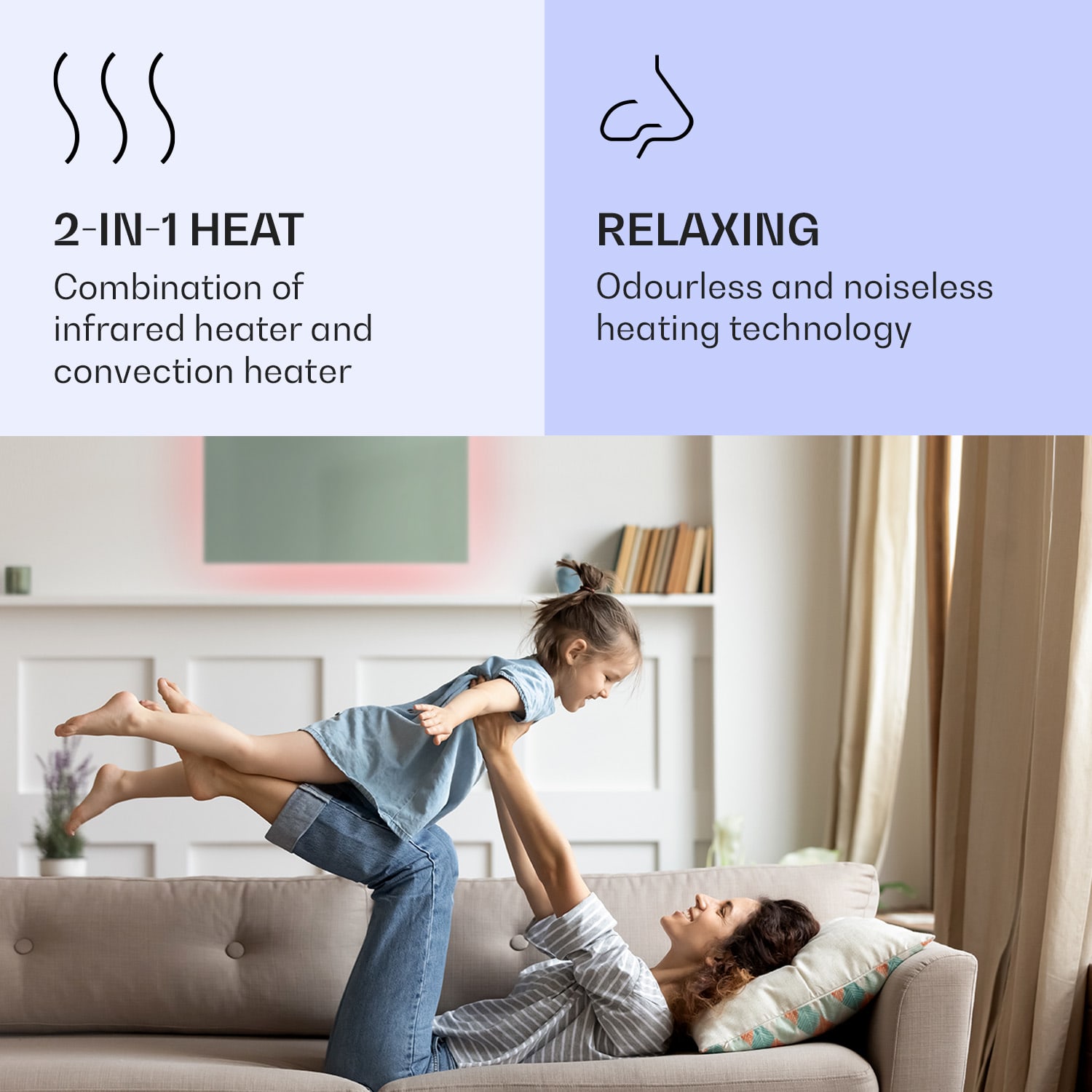 Mojave 750 smart, infračervený ohrievač 2 v 1, konvektor, 85 x 60 cm, 750 W, RGB osvetlenie 750 W (60 x 85 cm) | Listová zelená