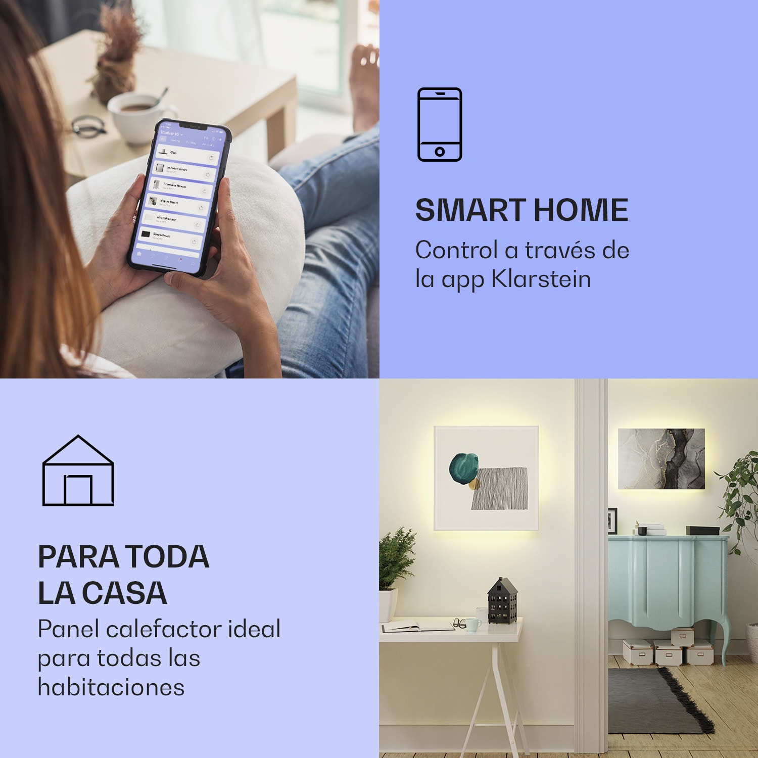 Mojave 750 calentador inteligente 2 en 1 Convector de infrarrojos 85x60 cm 750 W con luz RGB 