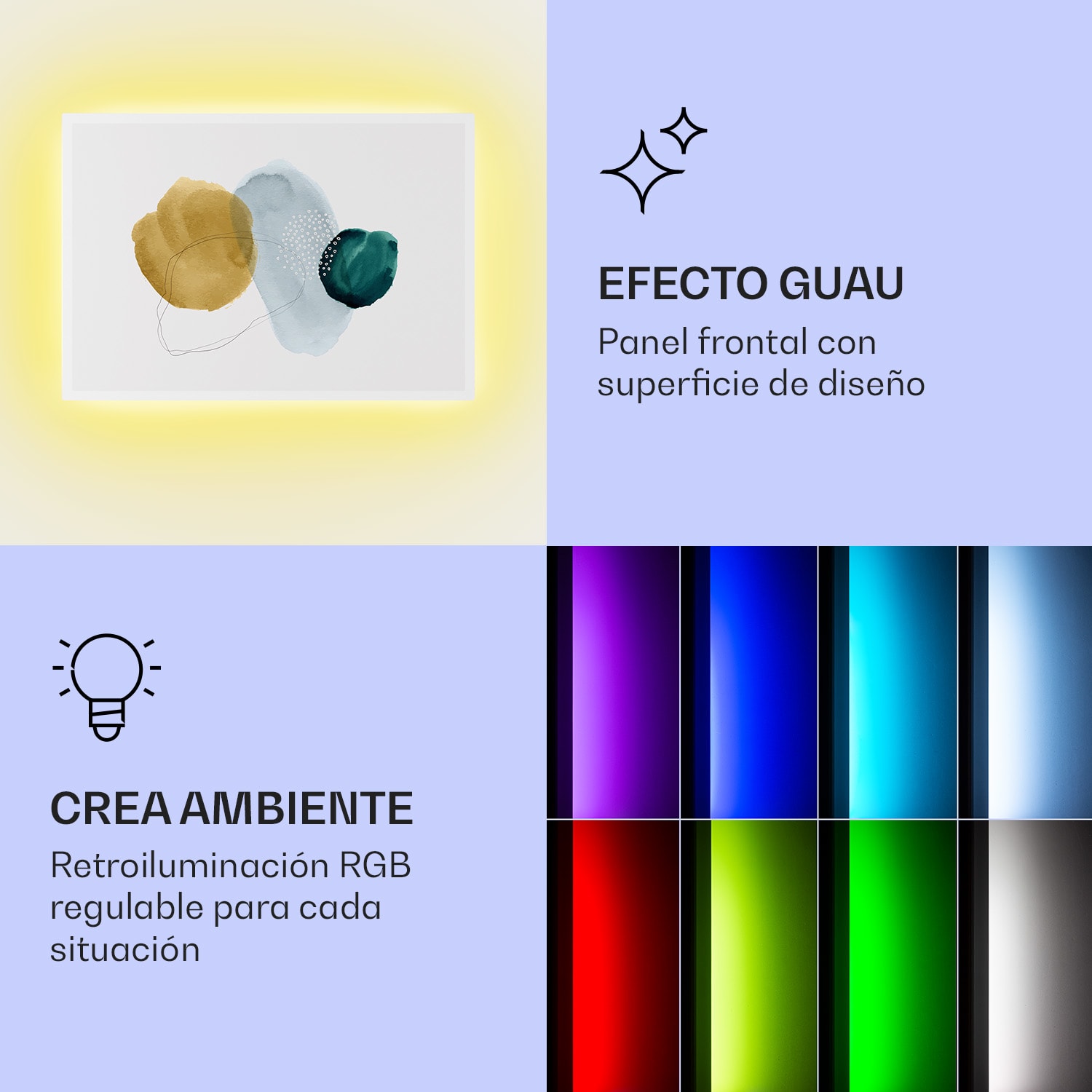 Mojave 750 calentador inteligente 2 en 1 Convector de infrarrojos 85x60 cm 750 W con luz RGB 750 W (60 x 85 cm) | Multi