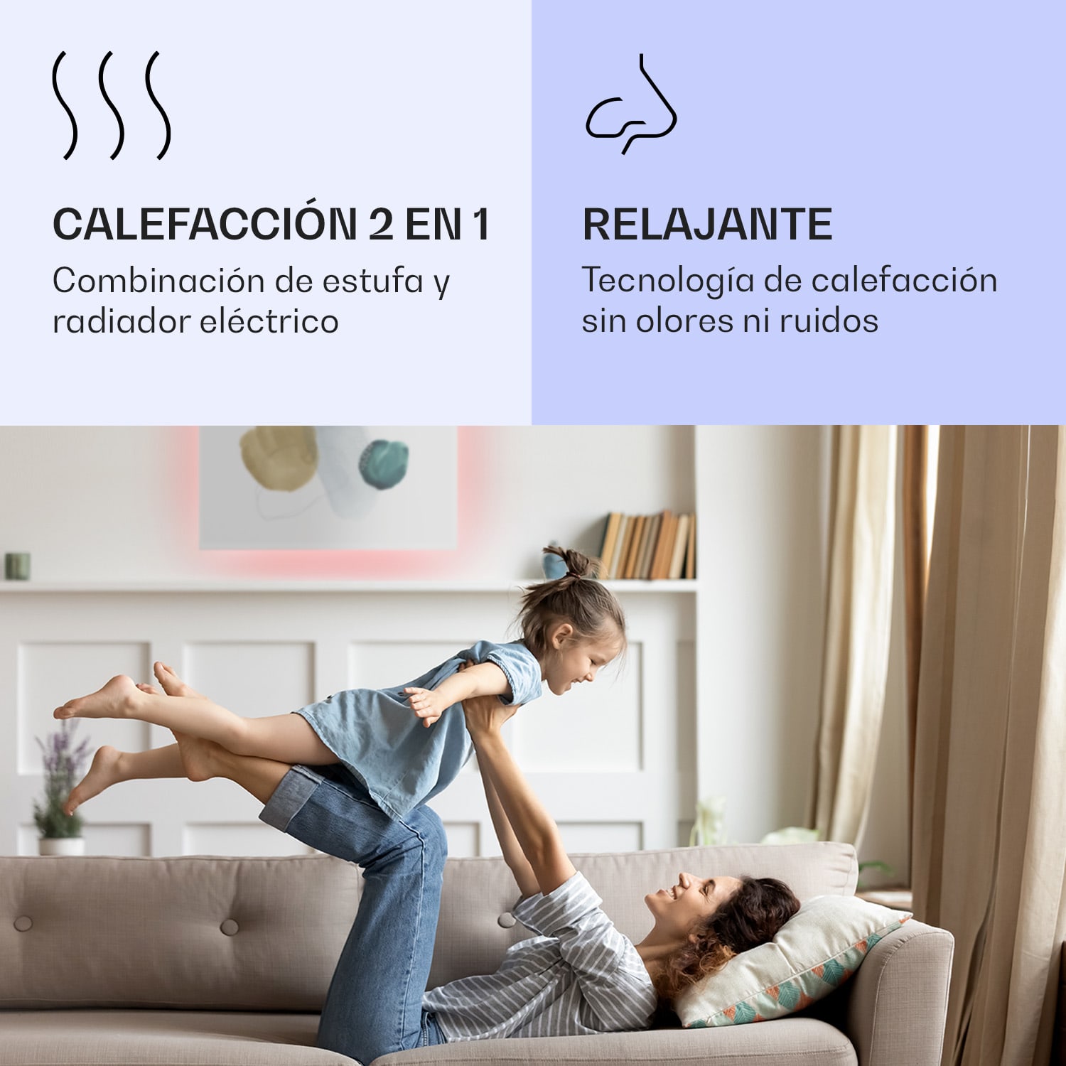 Mojave 750 calentador inteligente 2 en 1 Convector de infrarrojos 85x60 cm 750 W con luz RGB 750 W (60 x 85 cm) | Multi