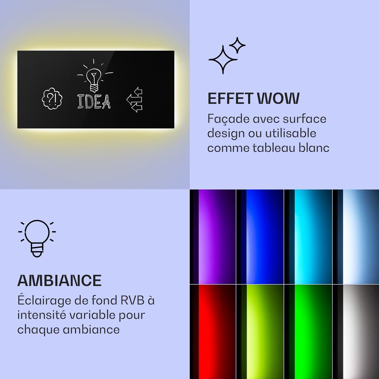 Mojave 1000 smart Radiateur 2 en 1 convecteur infrarouge 120x60 cm 1000W lumière RVB 