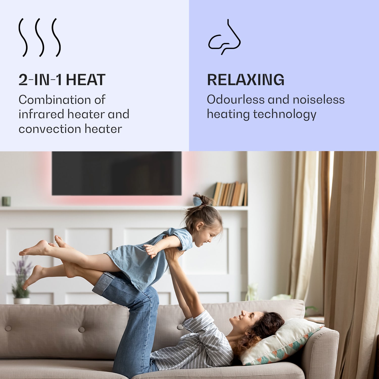 Mojave 1000, infračervený ohřívač 2 v 1, konvektor, smart, 120 x 60 cm, 1000 W, RGB osvětlení 1000 W (60 x 120 cm) | Černá