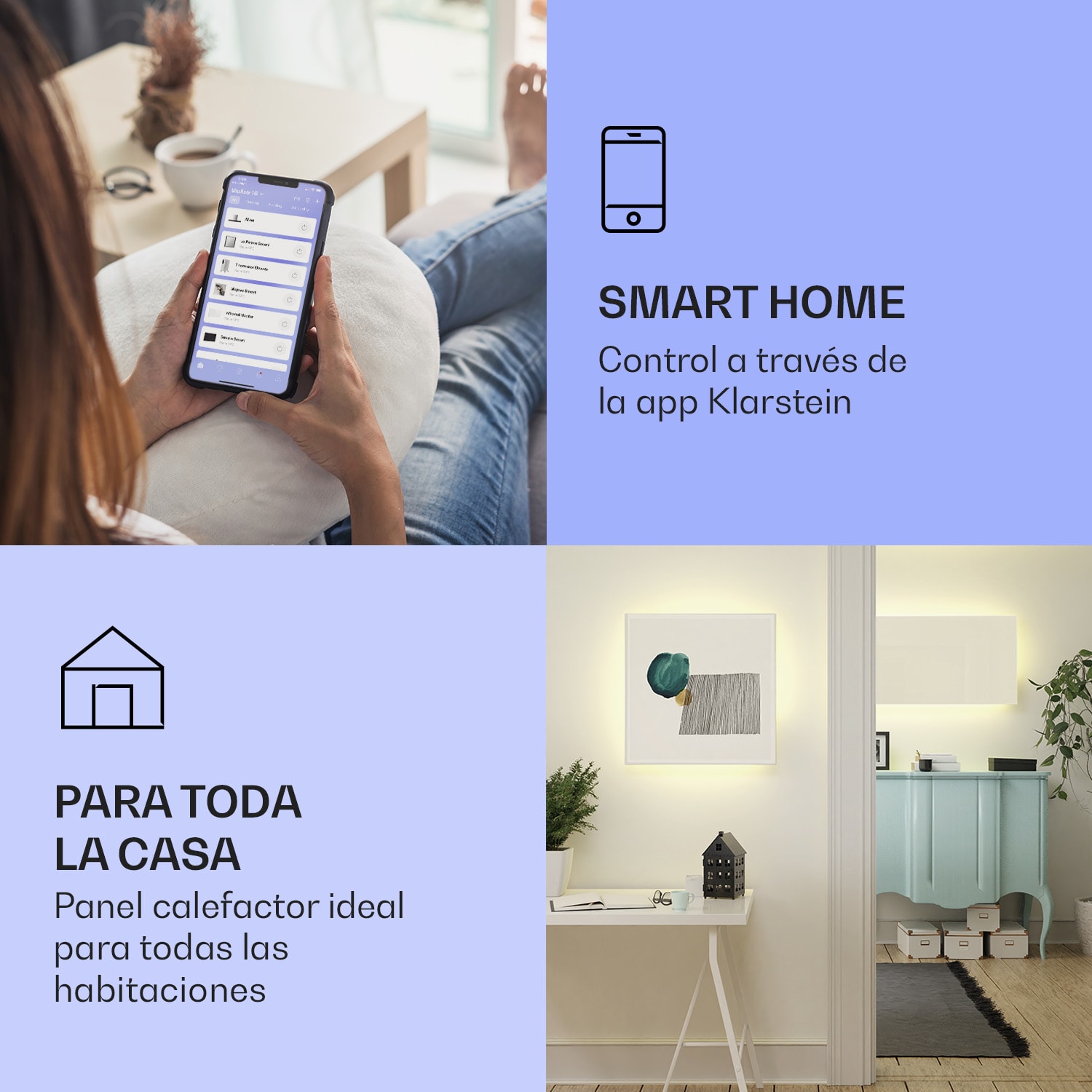 Mojave 1000 calentador inteligente 2 en 1 Convector de infrarrojos 120 x 60 cm 1000 W con luz RGB 1000 W (60 x 120 cm) | Blanco