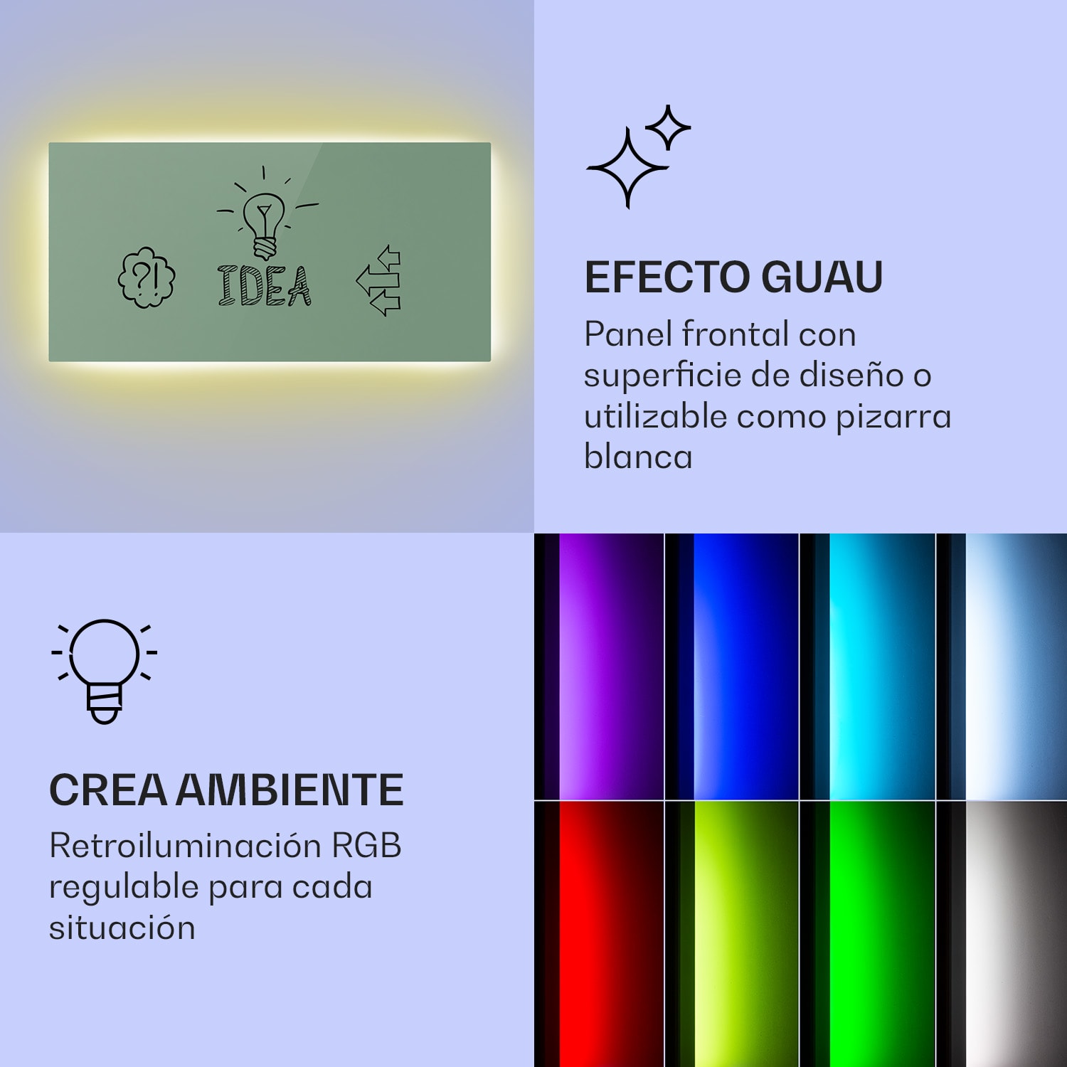 Mojave 1000 calentador inteligente 2 en 1 Convector de infrarrojos 120 x 60 cm 1000 W con luz RGB 1000 W (60 x 120 cm) | Verde Hoja