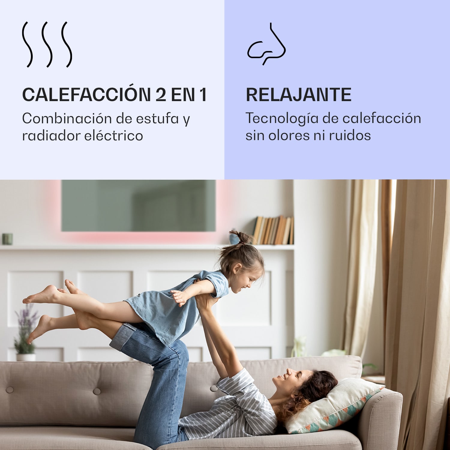 Mojave 1000 calentador inteligente 2 en 1 Convector de infrarrojos 120 x 60 cm 1000 W con luz RGB 1000 W (60 x 120 cm) | Verde Hoja