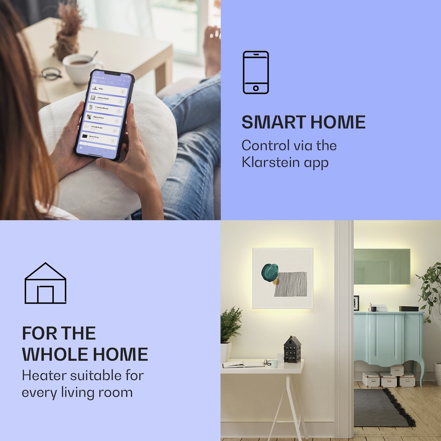 Mojave 1000 смарт отоплителен уред 2 в 1 Инфрачервн конвектор 120х60 см 1000 W RGB осветление 1000 W (60 x 120 cm) | Зелени листа