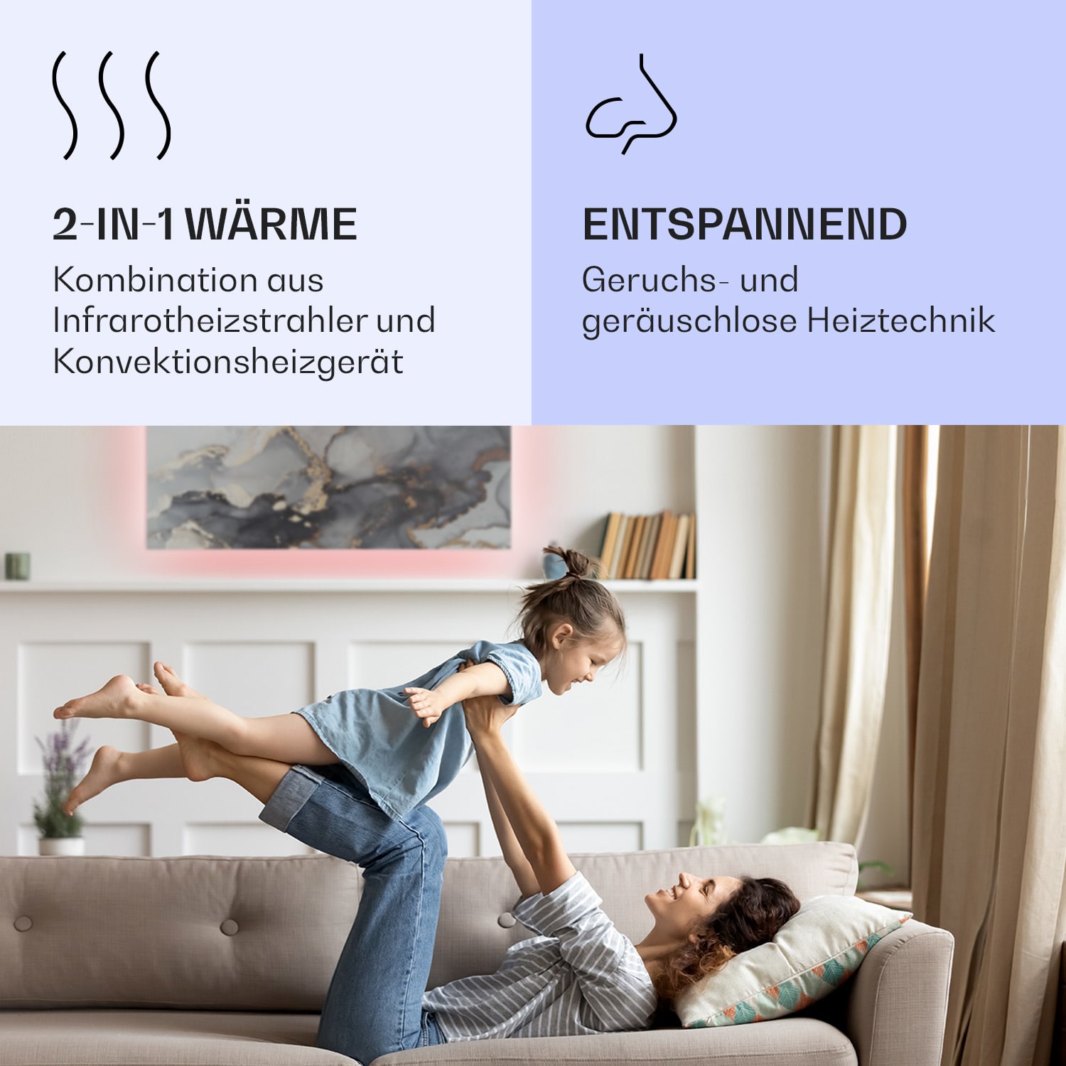 Mojave 1000 smart 2-in-1 Heizgerät Infrarot Konvektor 120x60cm 1000W RGB-Licht 