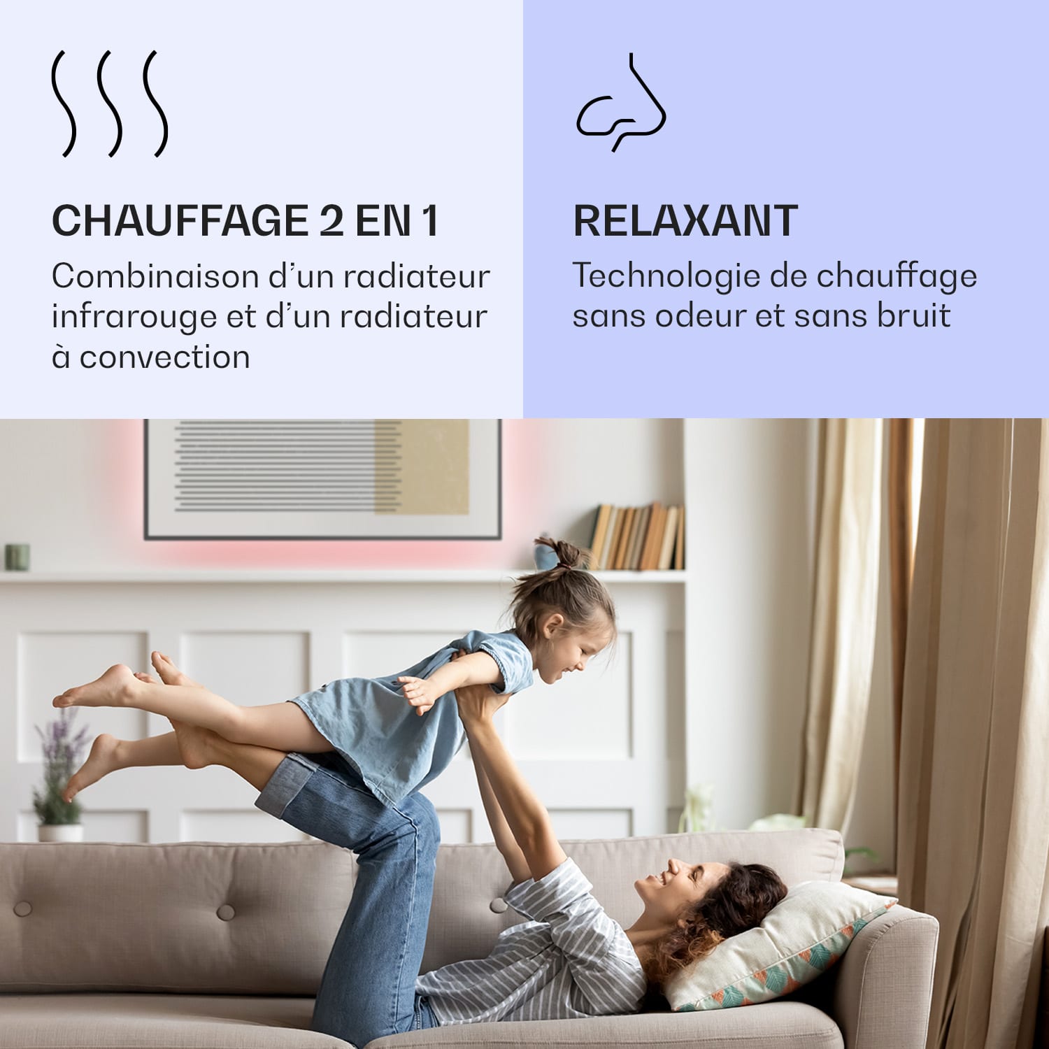 Mojave 1000 smart 2-in-1 verwarming infrarood convector 120x60 cm 1000 W RGB-licht 1000 W (60 x 120 cm) | Geometric