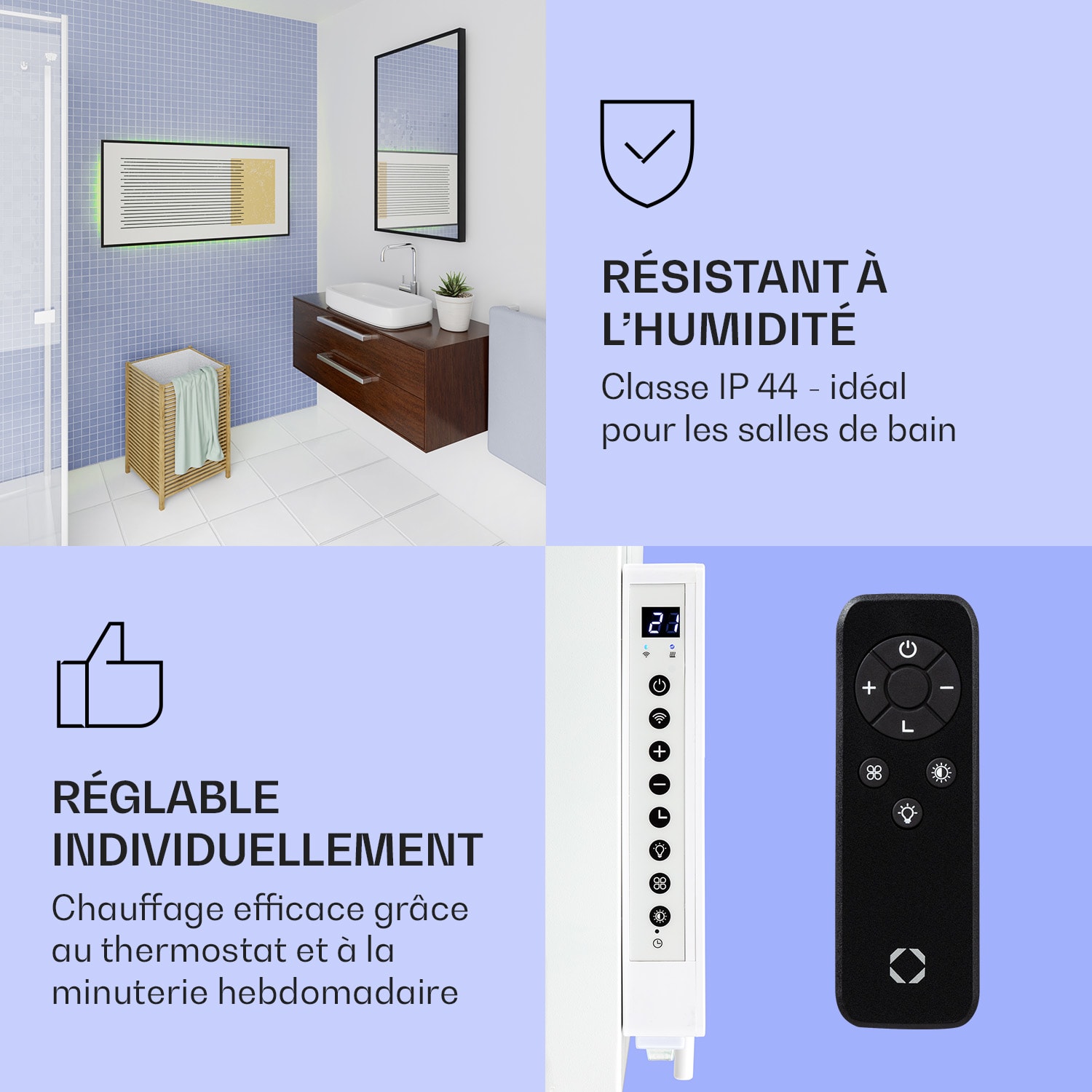 Mojave 1000 smart 2-in-1 verwarming infrarood convector 120x60 cm 1000 W RGB-licht 1000 W (60 x 120 cm) | Geometric