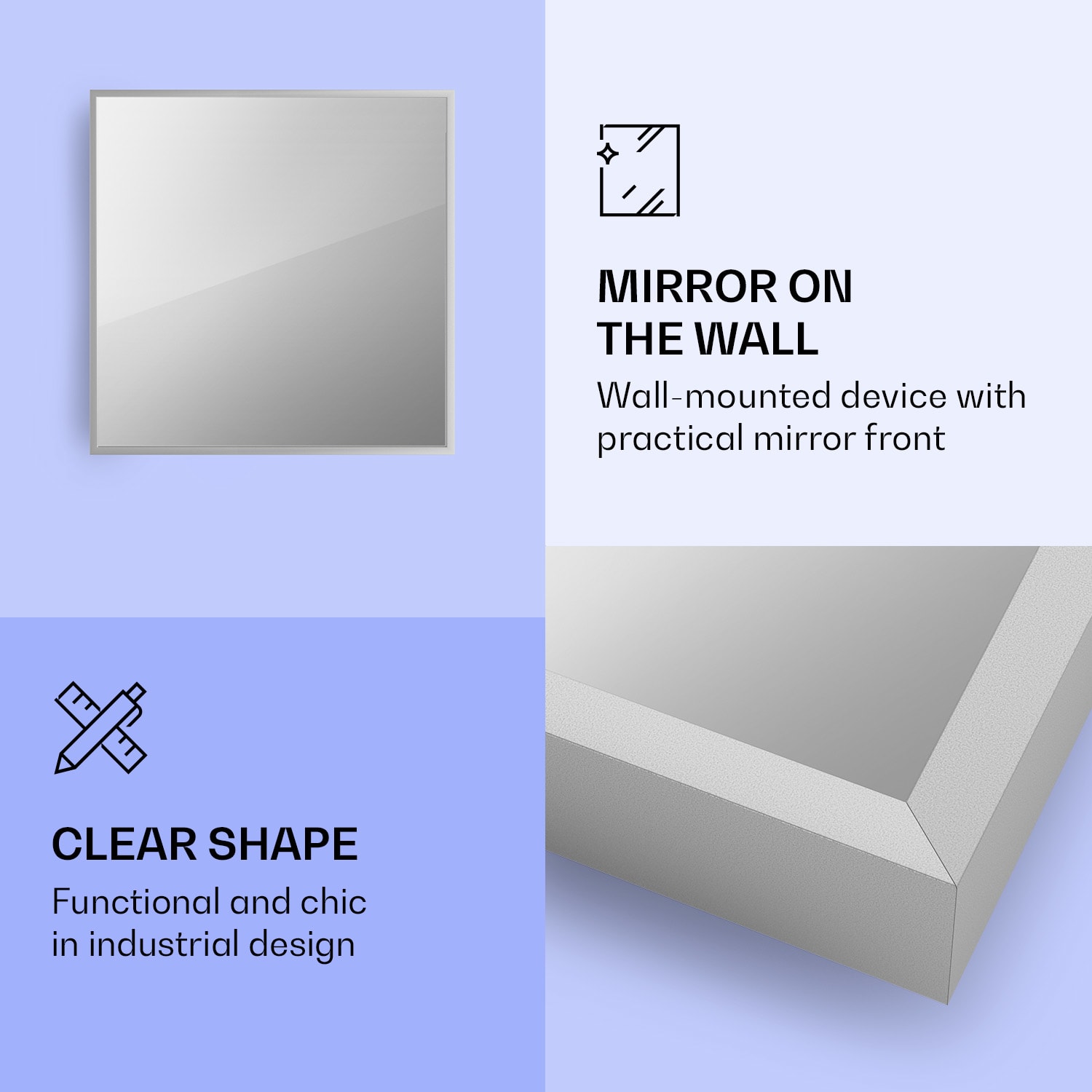 La Palma 500 slim 2-in-1 verwarming infrarood convectiekachel 60 x 60 cm 500 W spiegelend front 