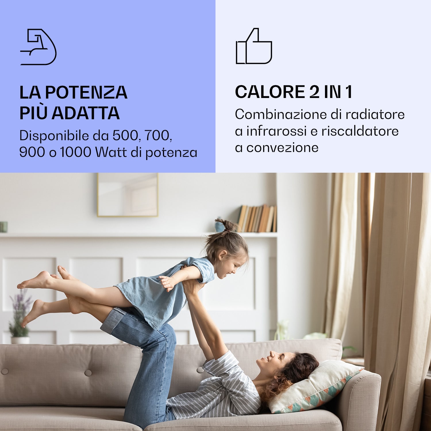 Stufa intelligente 2-in-1 La Palma 500 Termoconvettore a infrarossi 60x60cm 500W Specchio frontale 500 W (60 x 60 cm) | Oro antico metallizzato