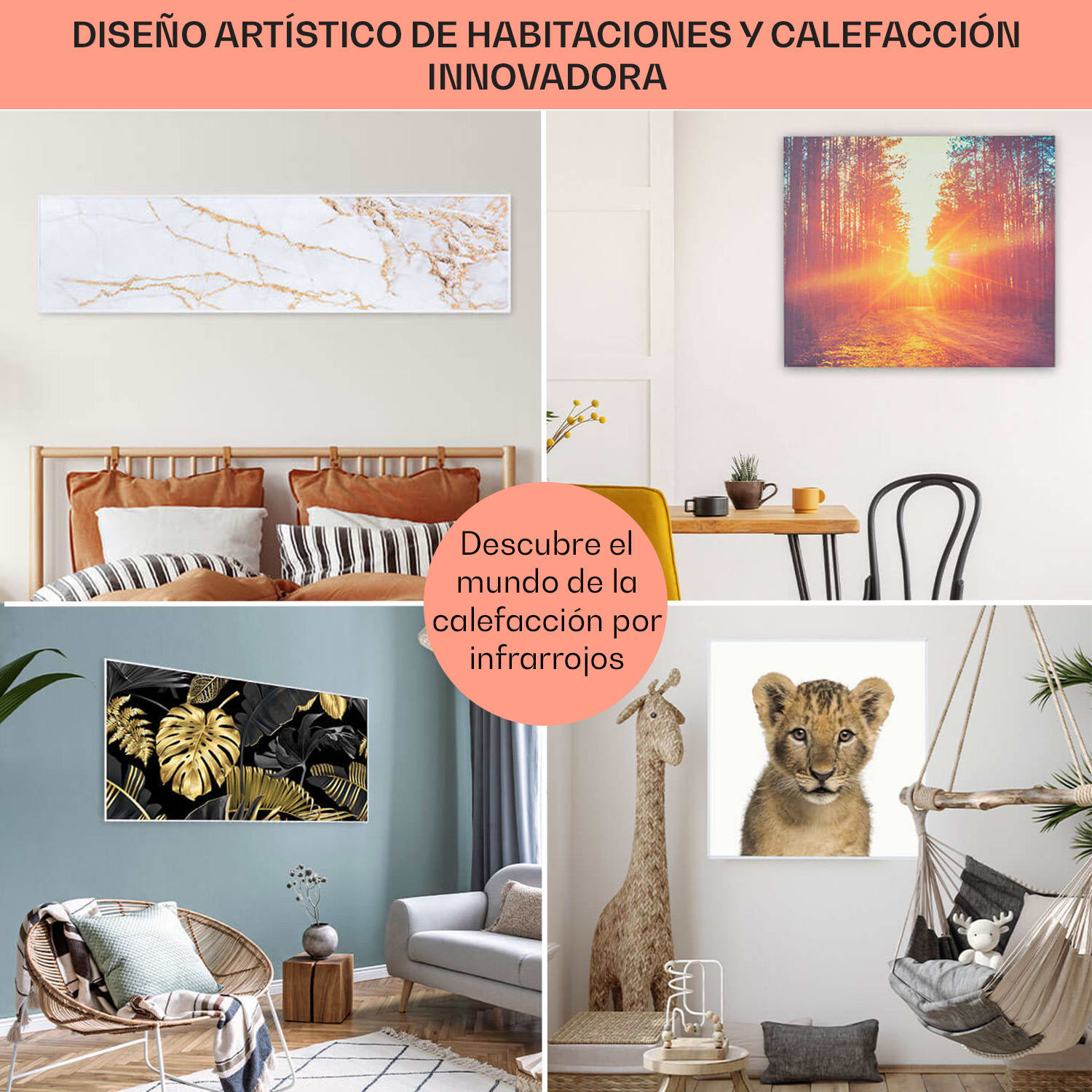 La Palma 750 calentador inteligente 2 en 1 Convector de infrarrojos 85 x 60 cm 750 W Espejo frontal 