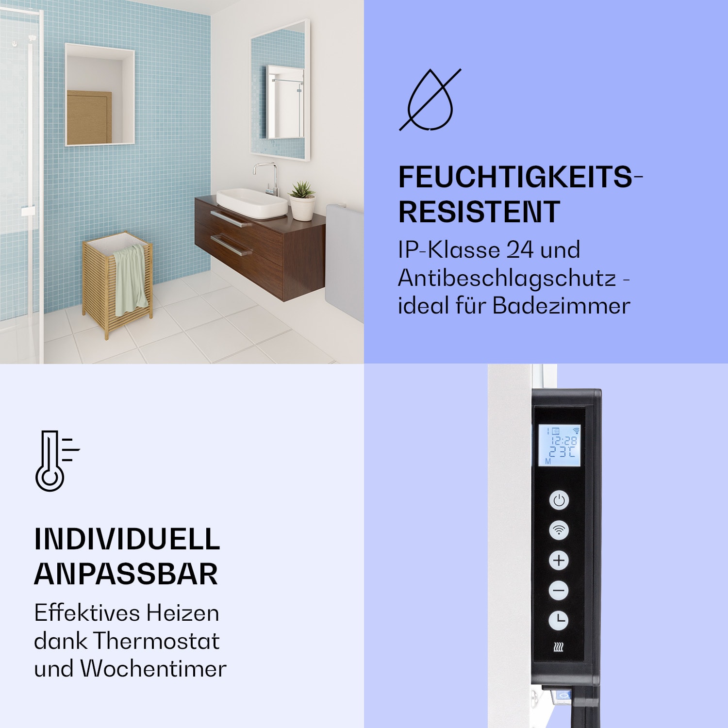 La Palma 750 smart 2-in-1 Heizgerät Infrarot Konvektor 85x60cm 750W Spiegelfront 60 x 85 cm | 750 W | Weiß