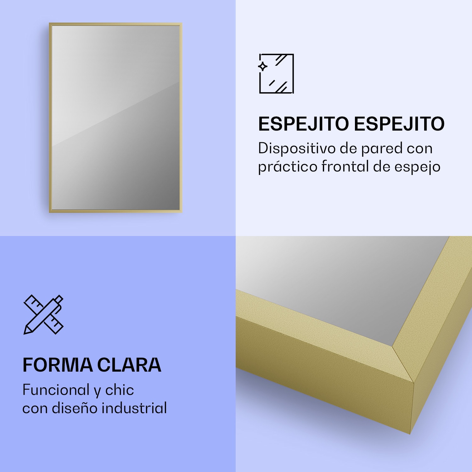 La Palma 750 calentador inteligente 2 en 1 Convector de infrarrojos 85 x 60 cm 750 W Espejo frontal 