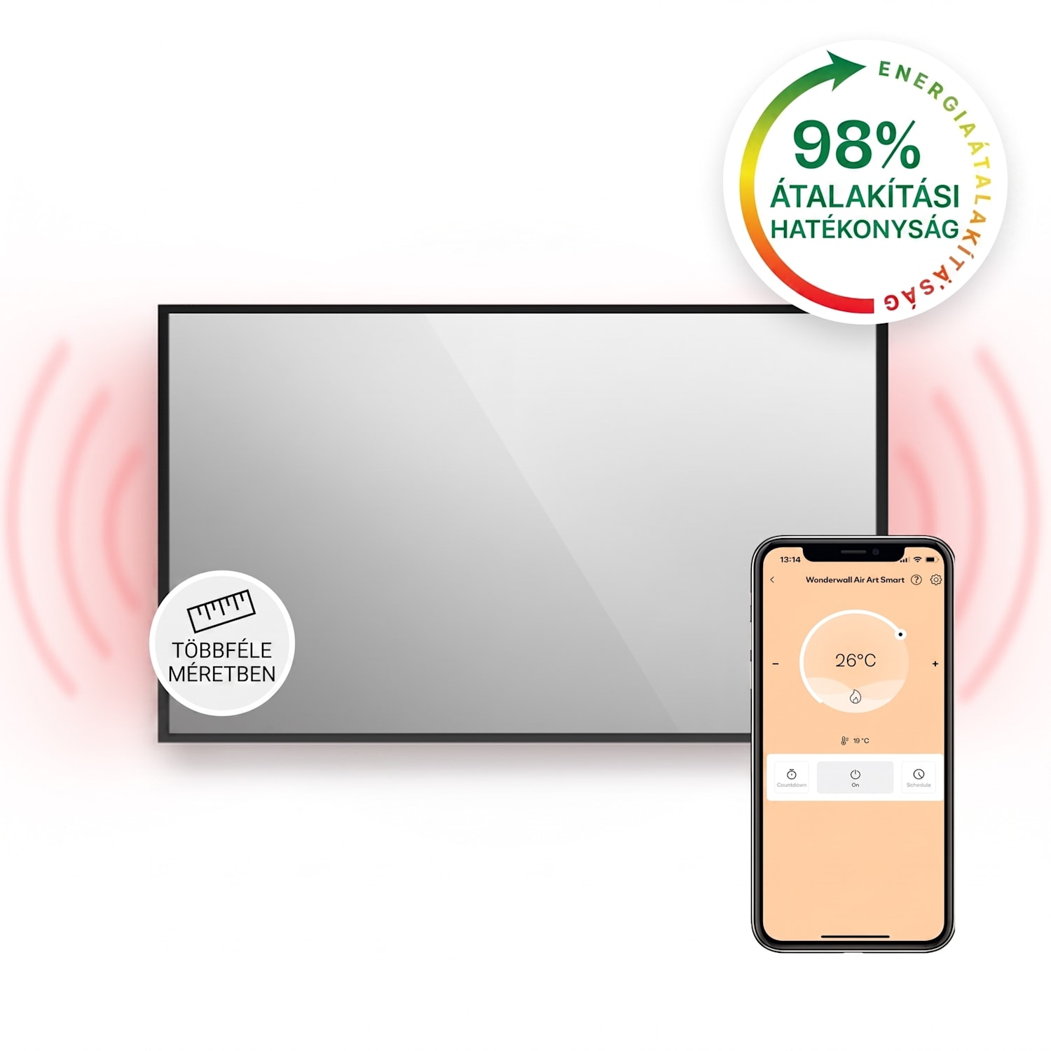 La Palma 1000 smart, infravörös hősugárzó 2 az 1-ben, 120 x 60 cm, 1000 W, tükör elülső rész 60 x 120 cm | 1000 W | Fekete