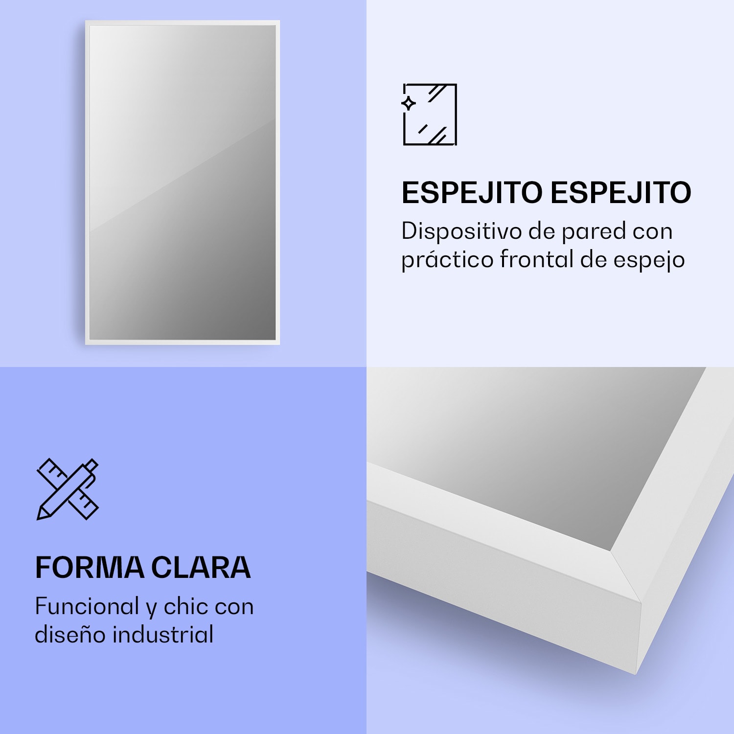 La Palma 1000 calentador inteligente 2 en 1 Convector de infrarrojos 120 x 60 cm 1000 W Espejo 60 x 120 cm | 1000 W | Blanco