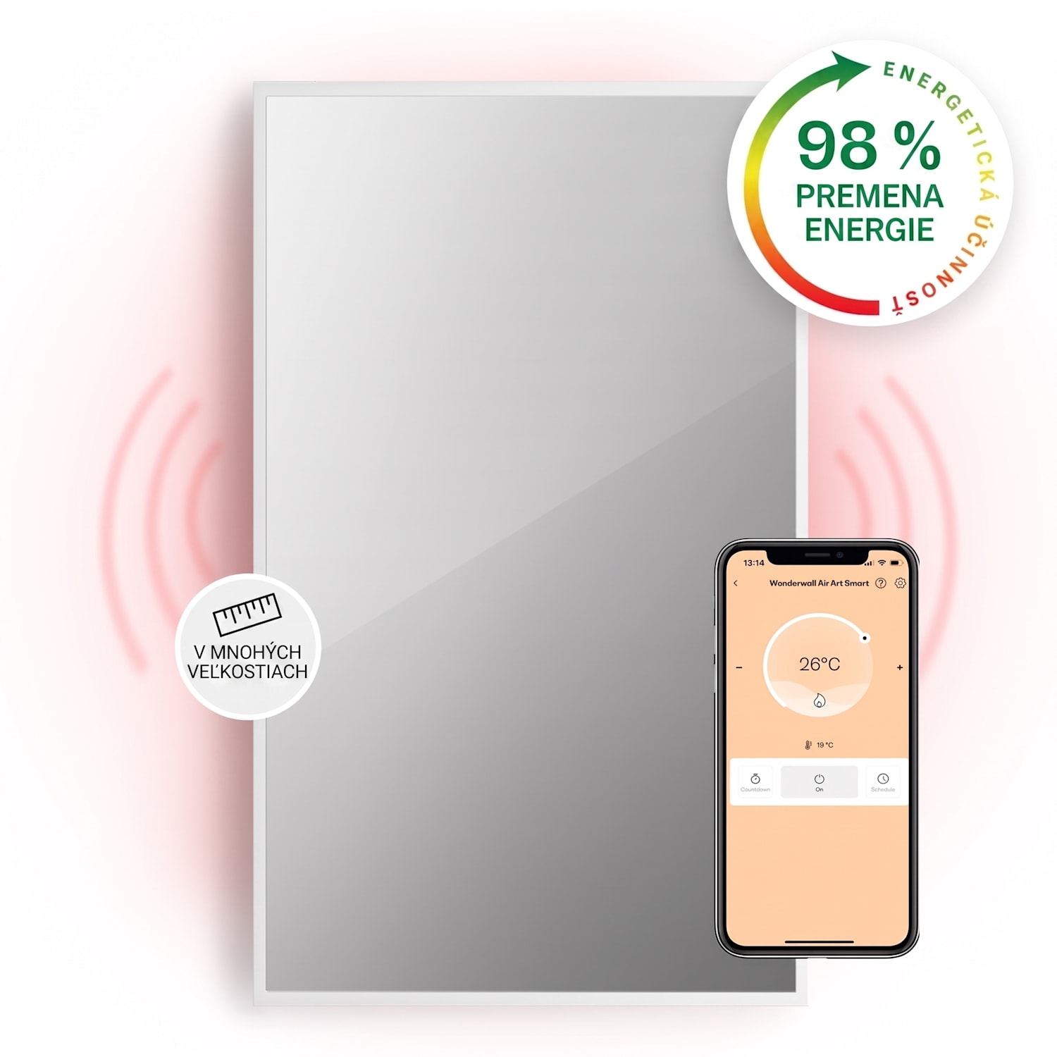 La Palma 1000 smart, infračervený ohrievač 2 v 1, 120 x 60 cm, 1000 W, zrkadlová predná časť 60 x 120 cm | 1000 W | Biela