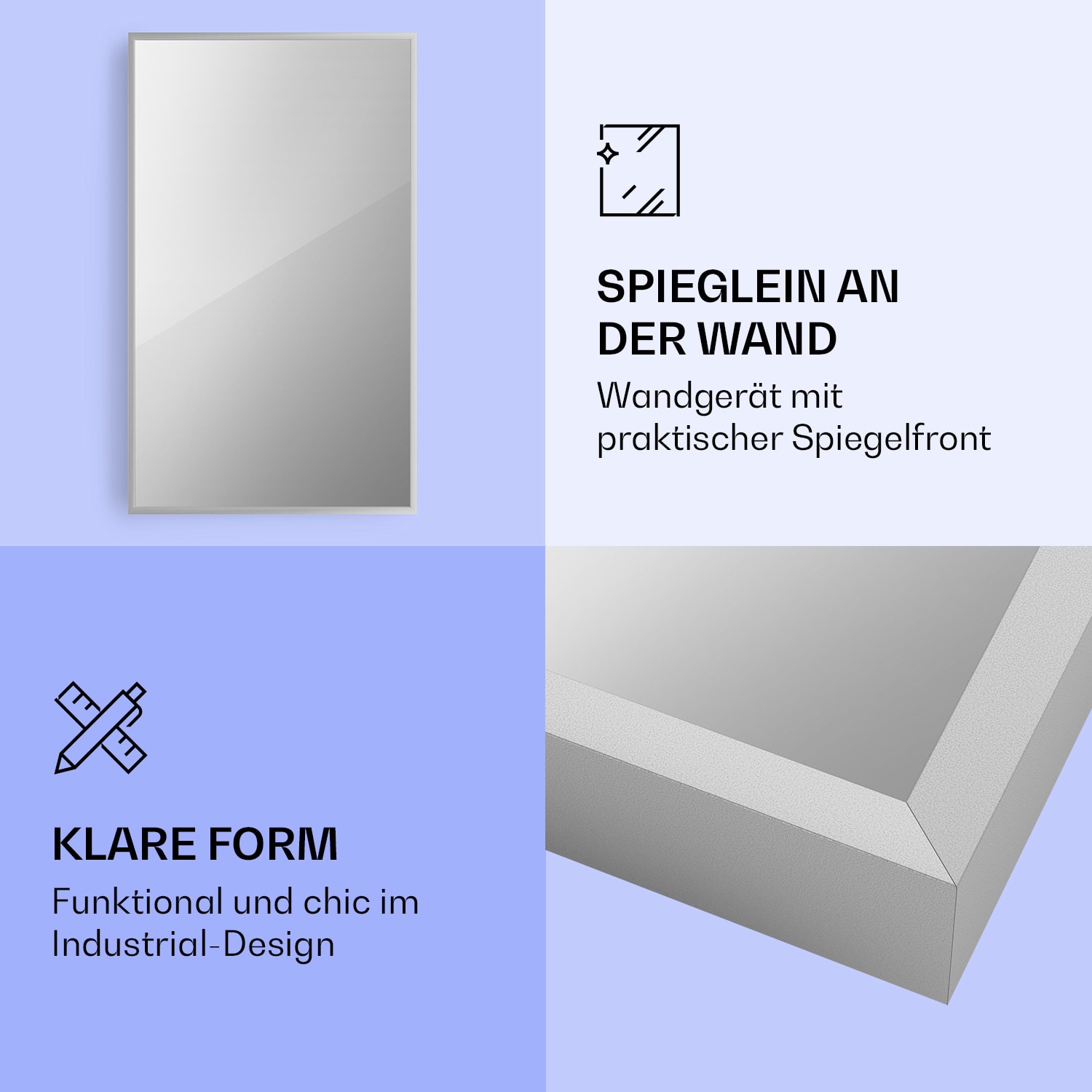 Stufa intelligente 2-in-1 La Palma 1000 Termoconvettore a infrarossi 120x60cm 1000W Specchio 1000 W (60 x 120 cm) | Argento metallizzato