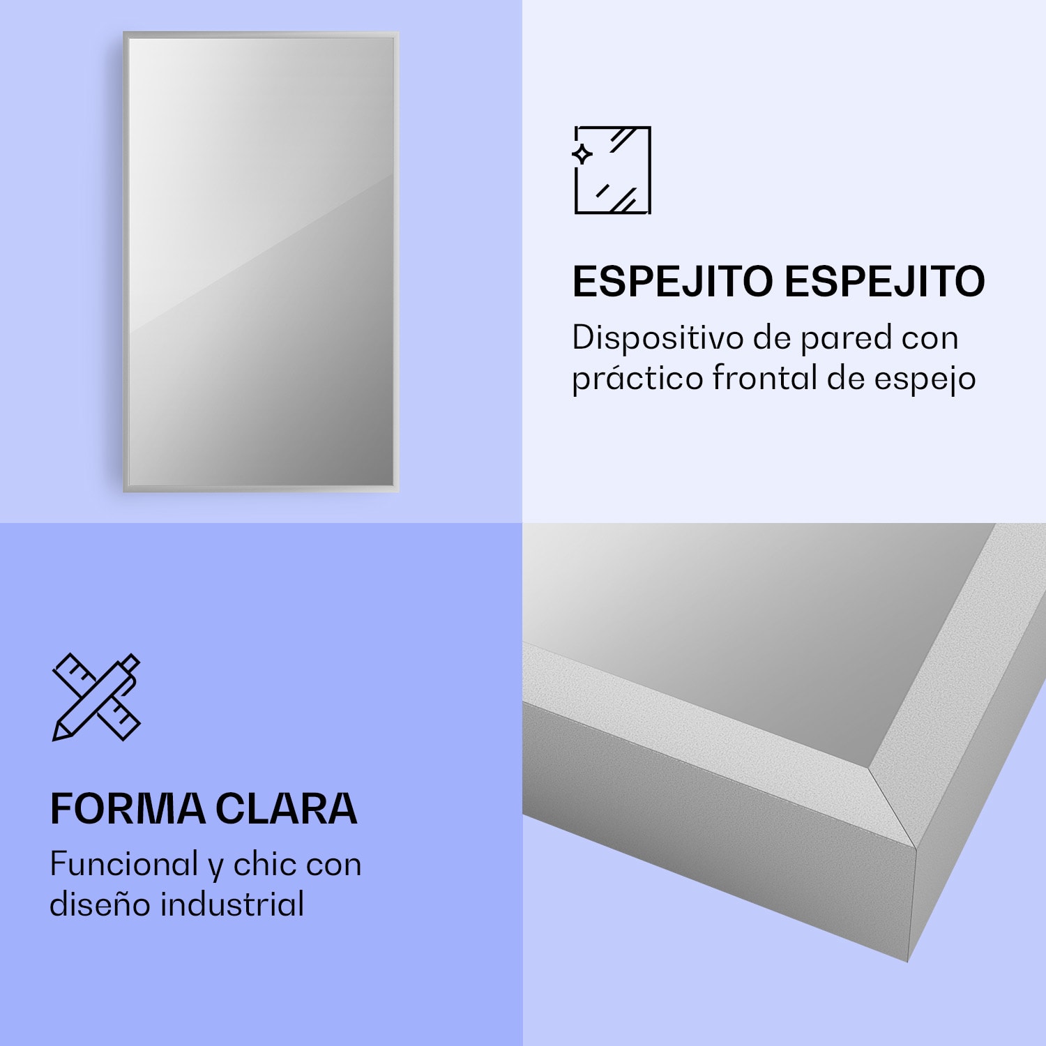 La Palma 1000 calentador inteligente 2 en 1 Convector de infrarrojos 120 x 60 cm 1000 W Espejo 