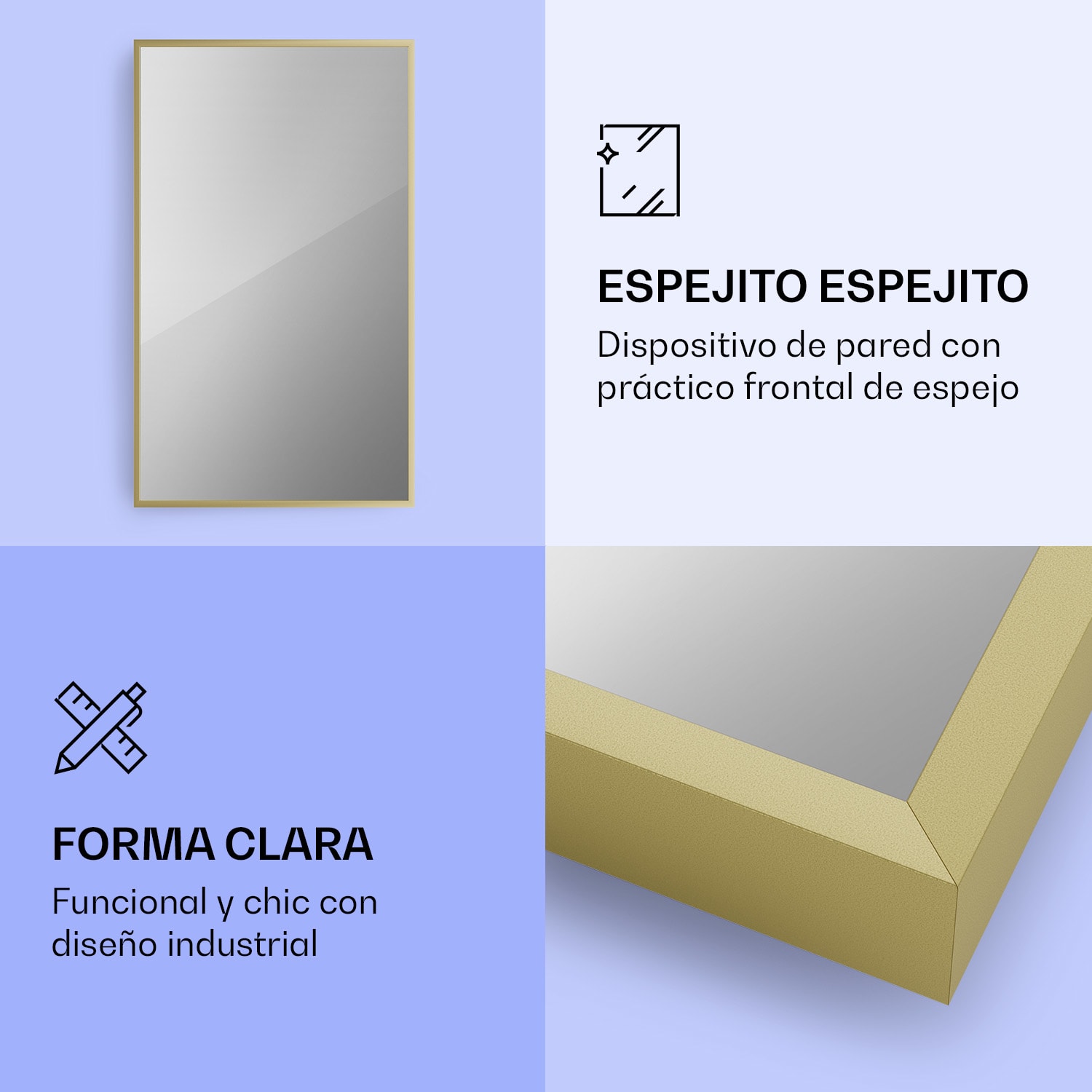 La Palma 1000 calentador inteligente 2 en 1 Convector de infrarrojos 120 x 60 cm 1000 W Espejo 