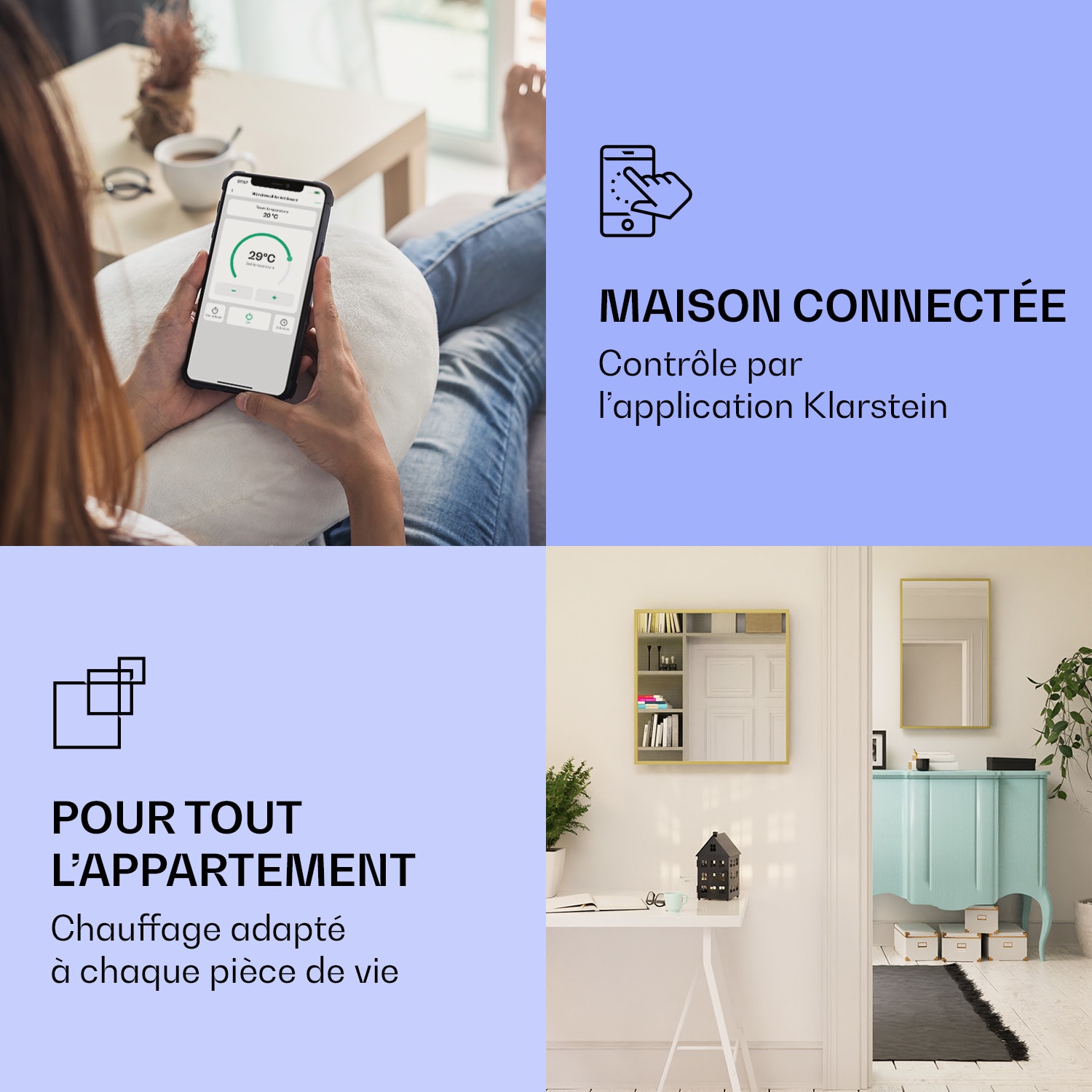 La Palma 1000 smart 2-in-1 verwarming infrarood convectiekachel 120 x 60 cm 1000 W spiegel 