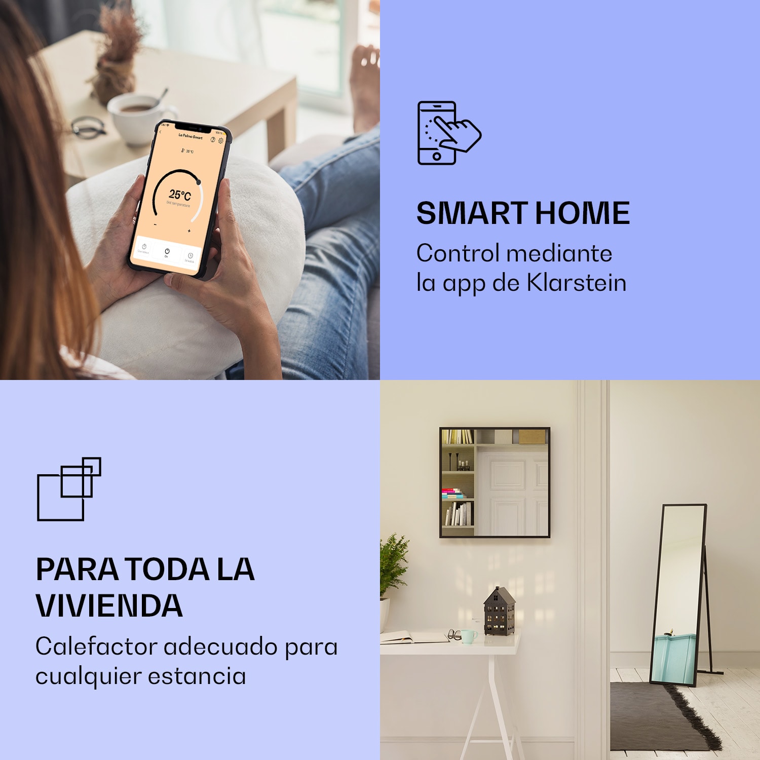 La Palma 900 Calentador infrarrojo inteligente con base de espejo 40 x 160 cm 900 W 40 x 160 cm | 900 W | Negro