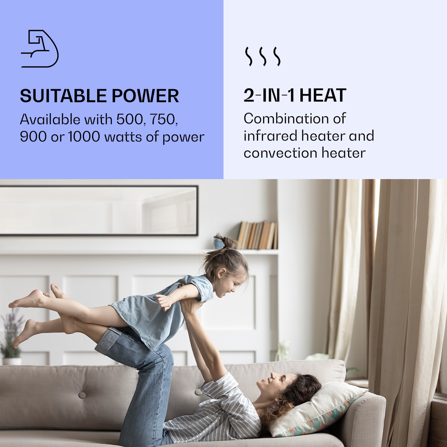 La Palma 900 smart, infrardeči grelnik, 40 x 160cm, 900W, stojalo za ogledalo 40 x 160 cm | 900 W | Črna