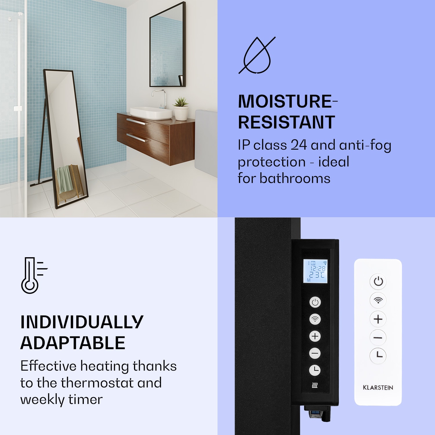 La Palma 900 smart, infrardeči grelnik, 40 x 160cm, 900W, stojalo za ogledalo 40 x 160 cm | 900 W | Črna