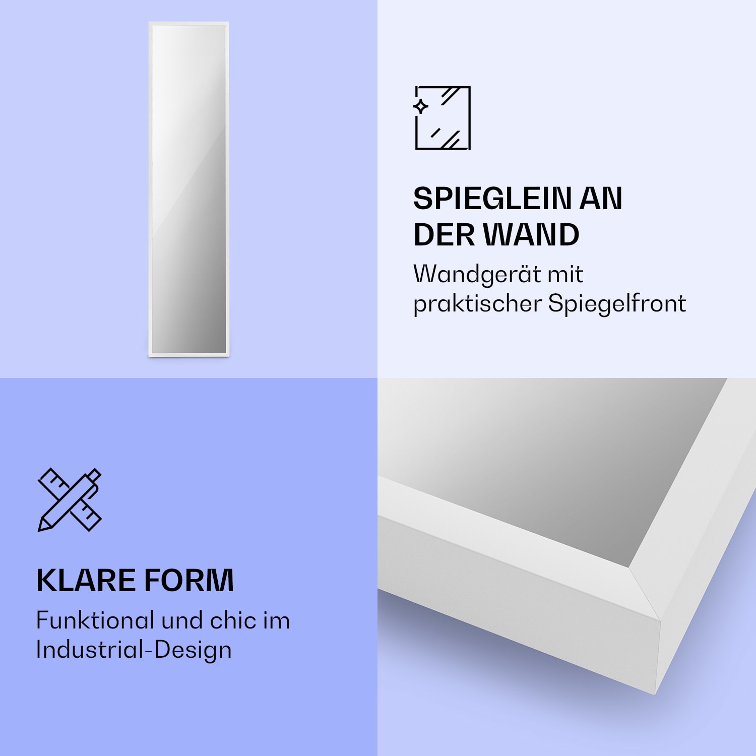 La Palma 900 smart radiateur infrarouge convecteur 40x160cm 900W miroir socle 40 x 160 cm | 900 W | Blanc