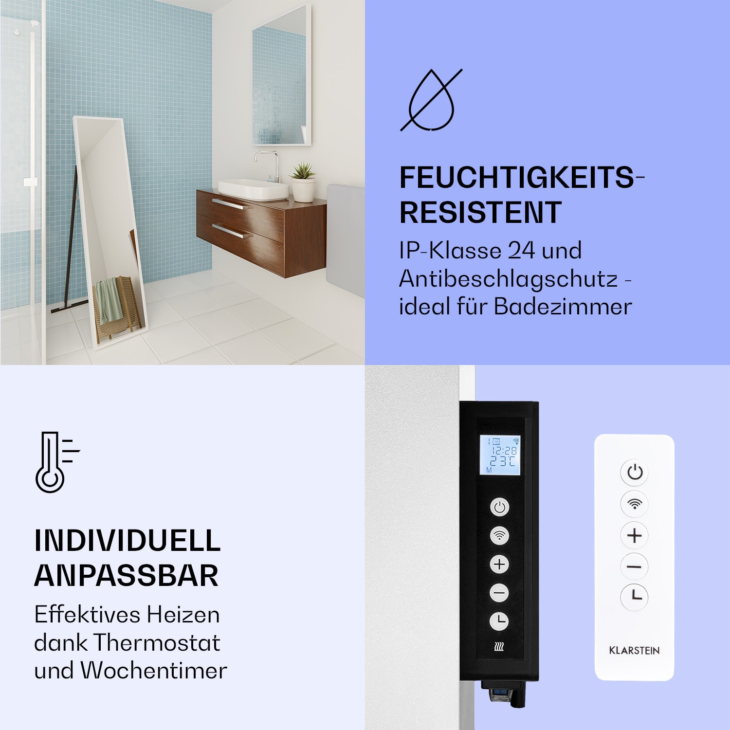 La Palma 900 smart radiateur infrarouge convecteur 40x160cm 900W miroir socle 40 x 160 cm | 900 W | Blanc