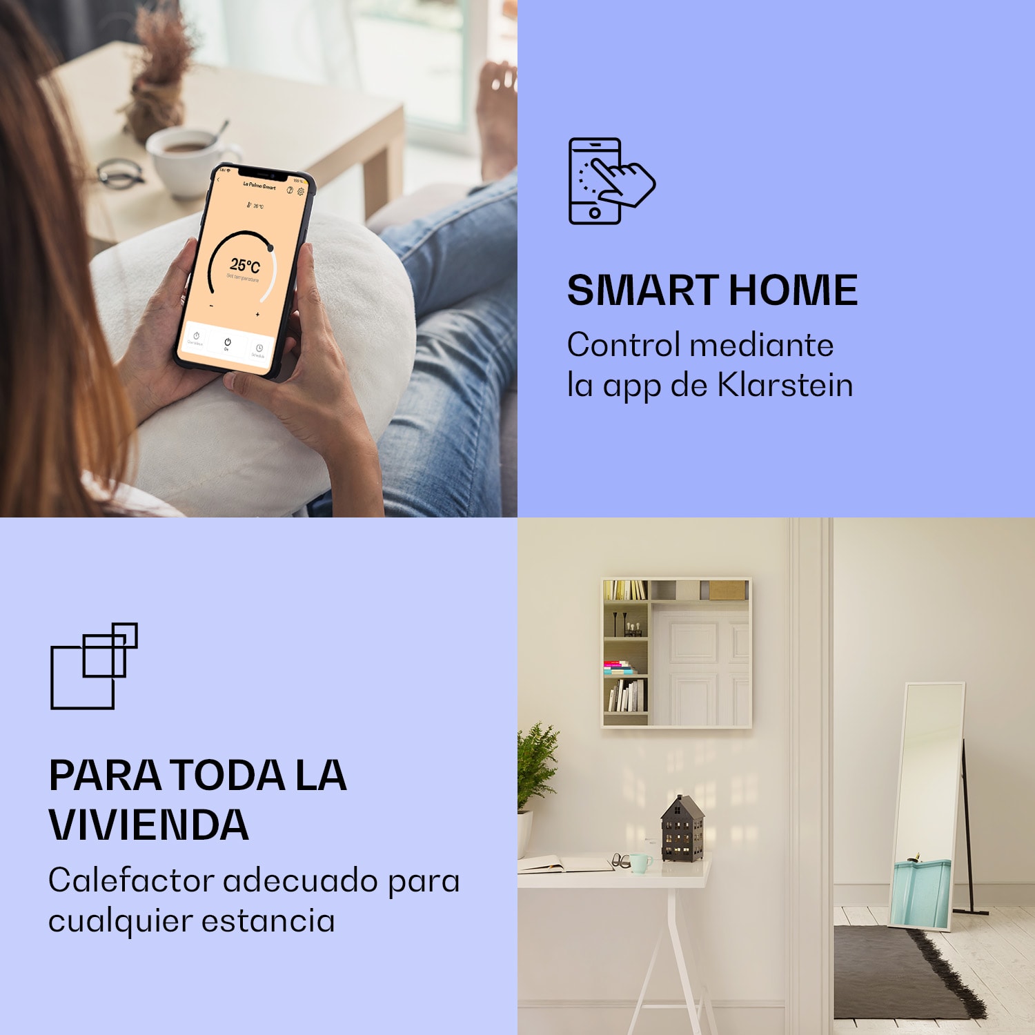 La Palma 900 Calentador infrarrojo inteligente con base de espejo 40 x 160 cm 900 W 40 x 160 cm | 900 W | Blanco