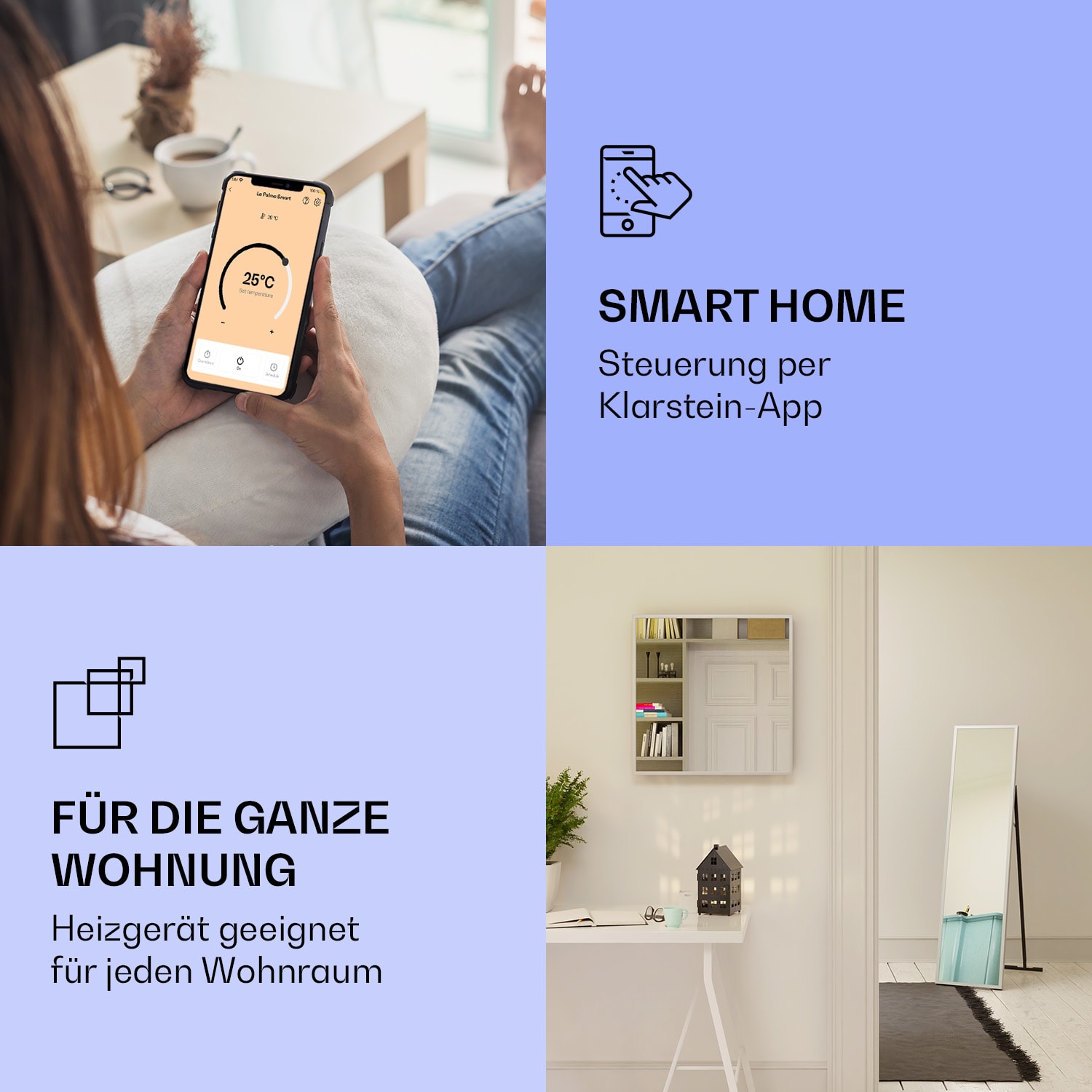 La Palma 900 smart Infrarotstrahler Konvektor 40x160cm 900W Spiegel Standfuß 