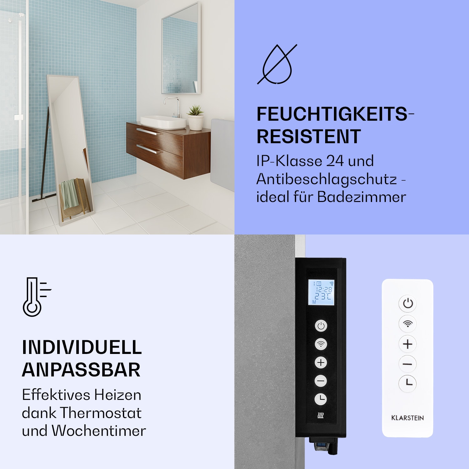 La Palma 900 smart Infrarotstrahler Konvektor 40x160cm 900W Spiegel Standfuß 