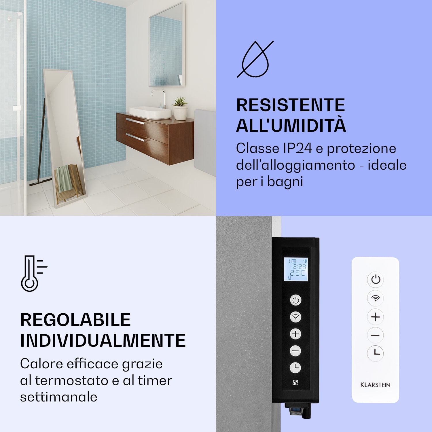 Radiatore a raggi infrarossi La Palma 900 smart Termoconvettore 40x160cm 900W Specchio Supporto alla base 40 x 160 cm | 900 W | Argento