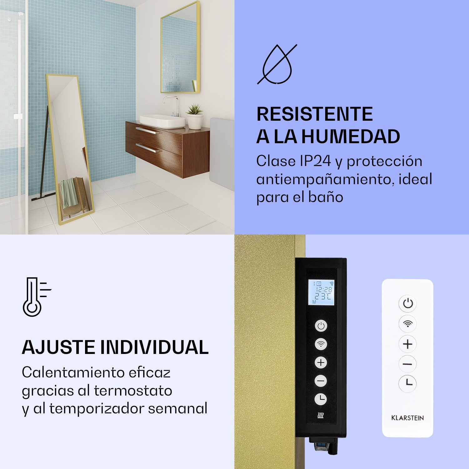 La Palma 900 Calentador infrarrojo inteligente con base de espejo 40 x 160 cm 900 W 40 x 160 cm | 900 W | Oro