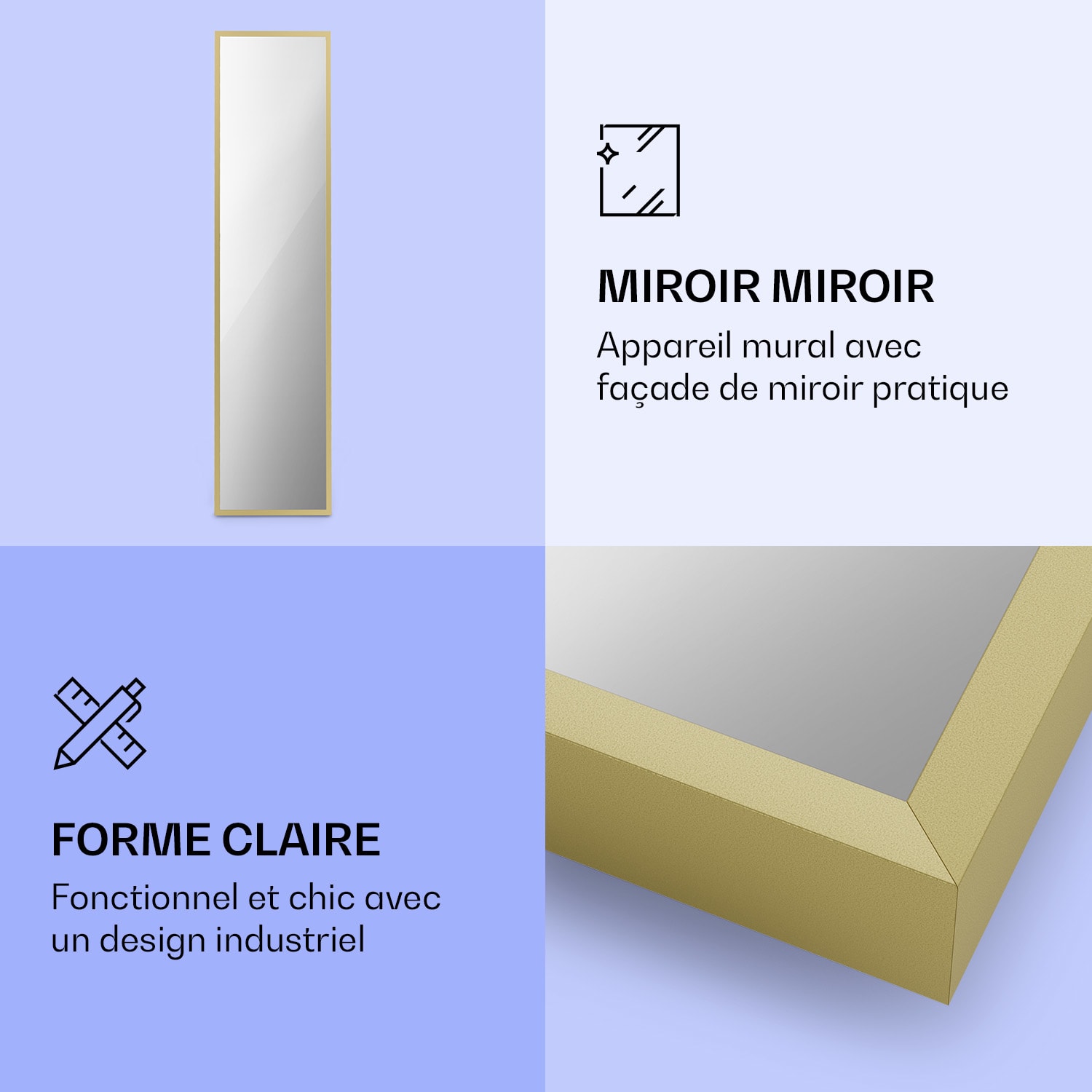 La Palma 900 smart radiateur infrarouge convecteur 40x160cm 900W miroir socle 40 x 160 cm | 900 W | Doré