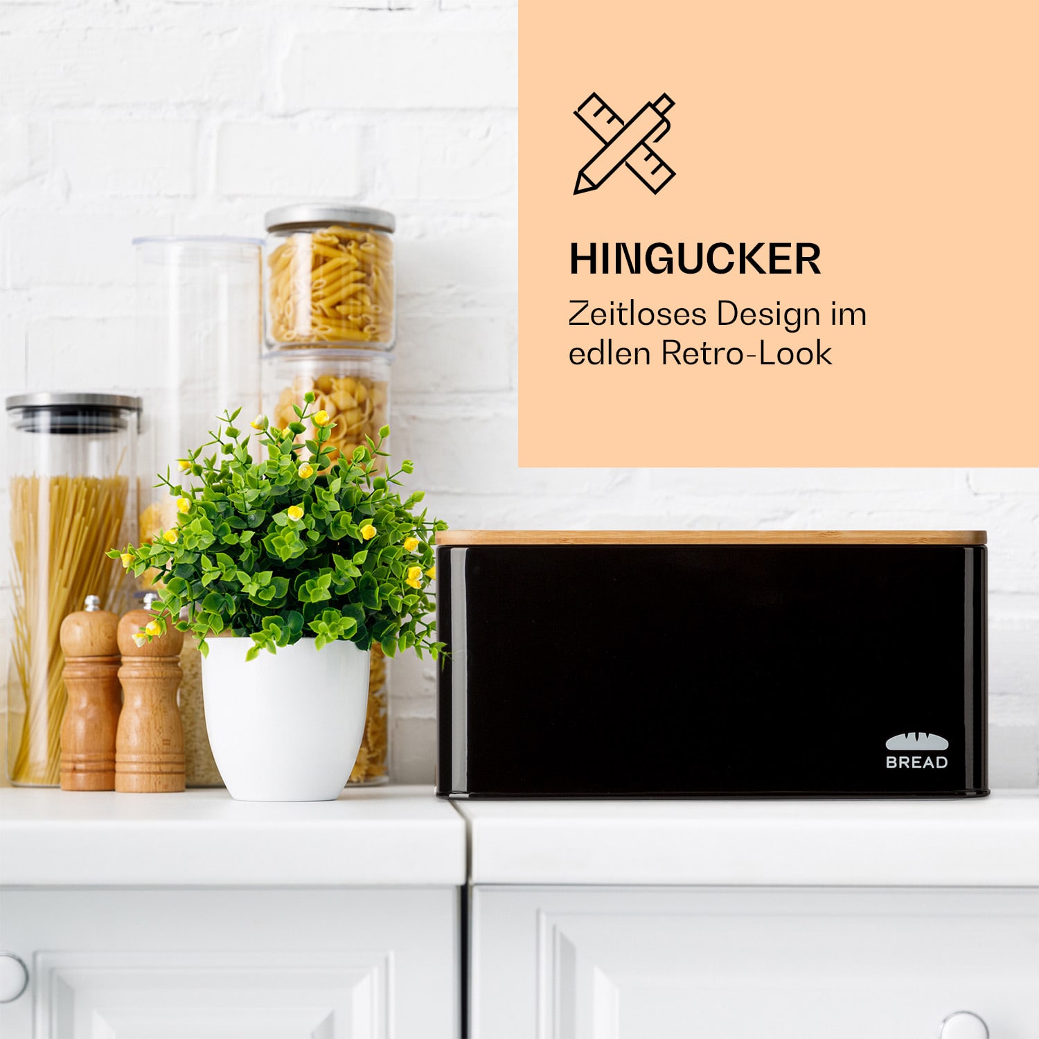 Portapane Oklahoma Metallo 35,5 x 15,5 x 23 cm Coperchio di bambù Tagliere 