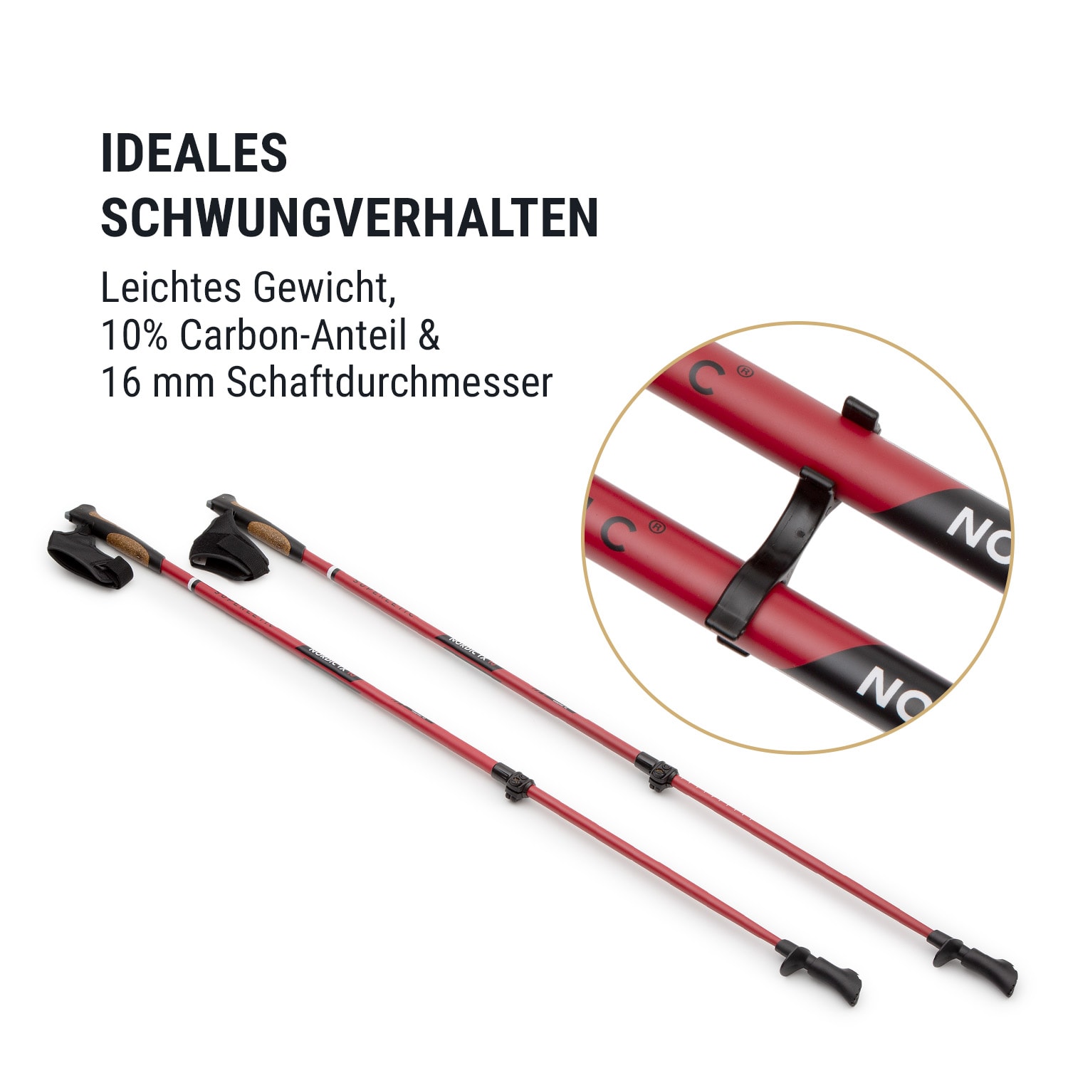 Bilbao TX Essential Nordic Walking Stöcke 10 % Carbon 100-130 cm Korkgriffe 