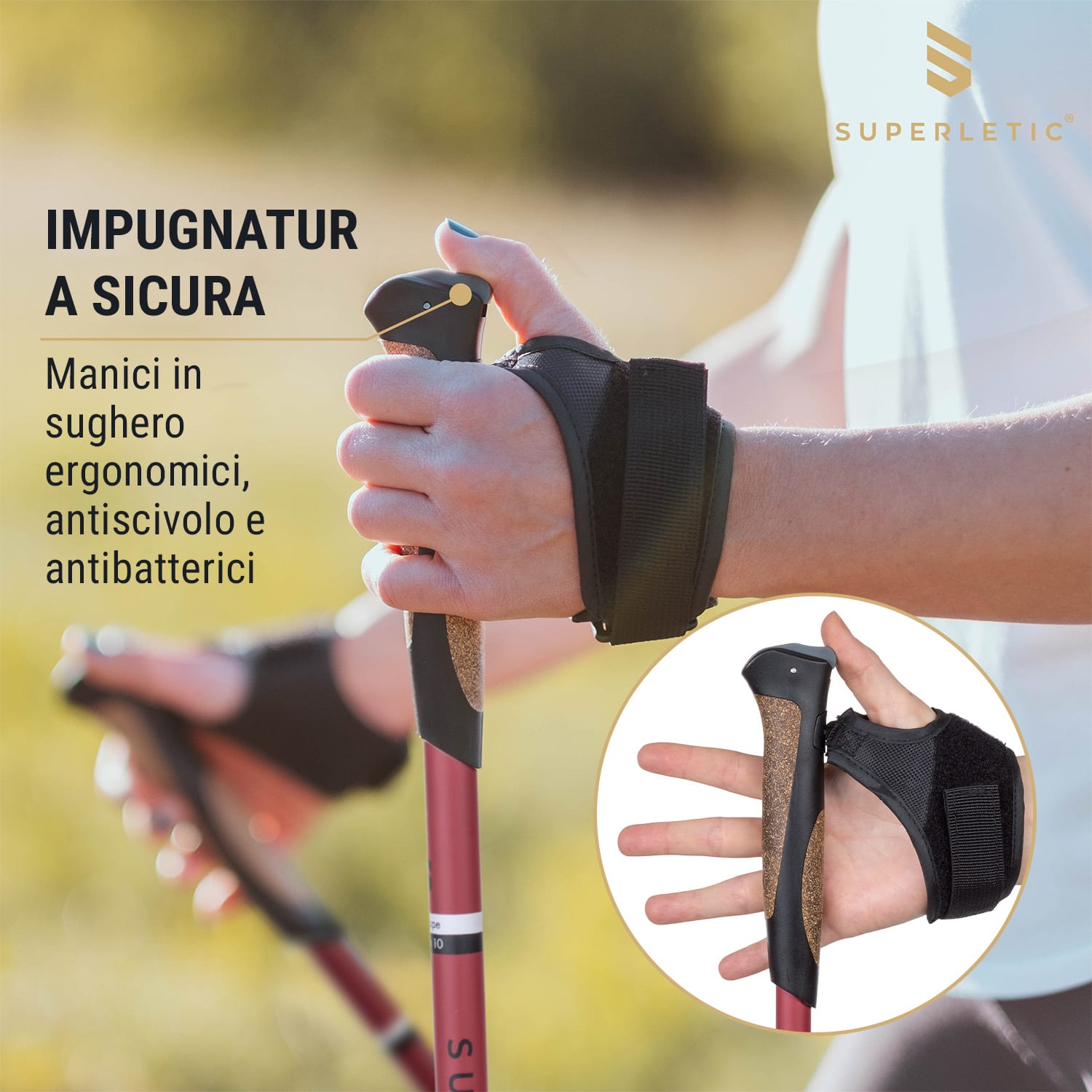 Bastoncini da nordic walking professionali Bilbao TX Essential 10% carbonio 100-130 impugnatura in sughero  Nero / Rosso