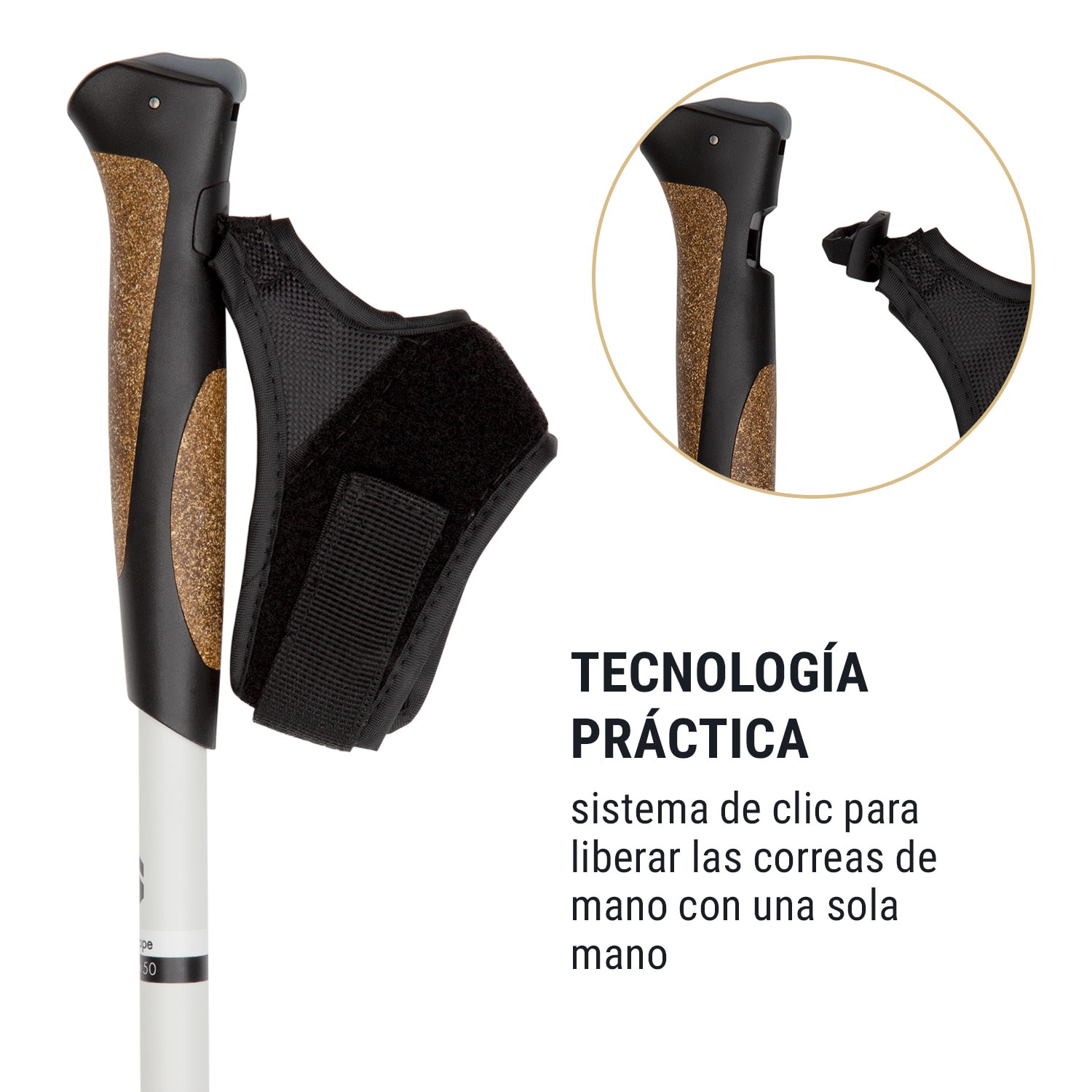 Pau TX Professional Bastones de marcha nórdica 50 % carbono 100-130 cm Asas de corcho  Blanco / negro