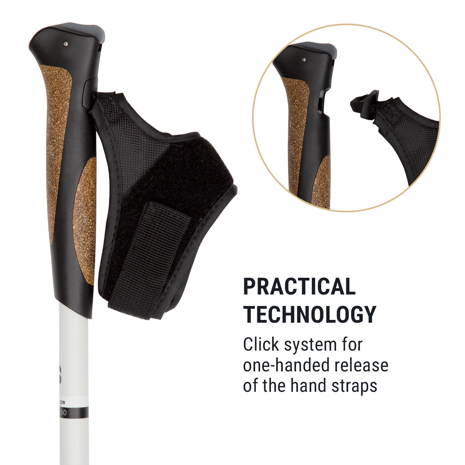 Pau TX Professional, kijki do nordic walking, 50% włókno węglowe, 100-130 cm, uchwyty korkowe Biało / czarny