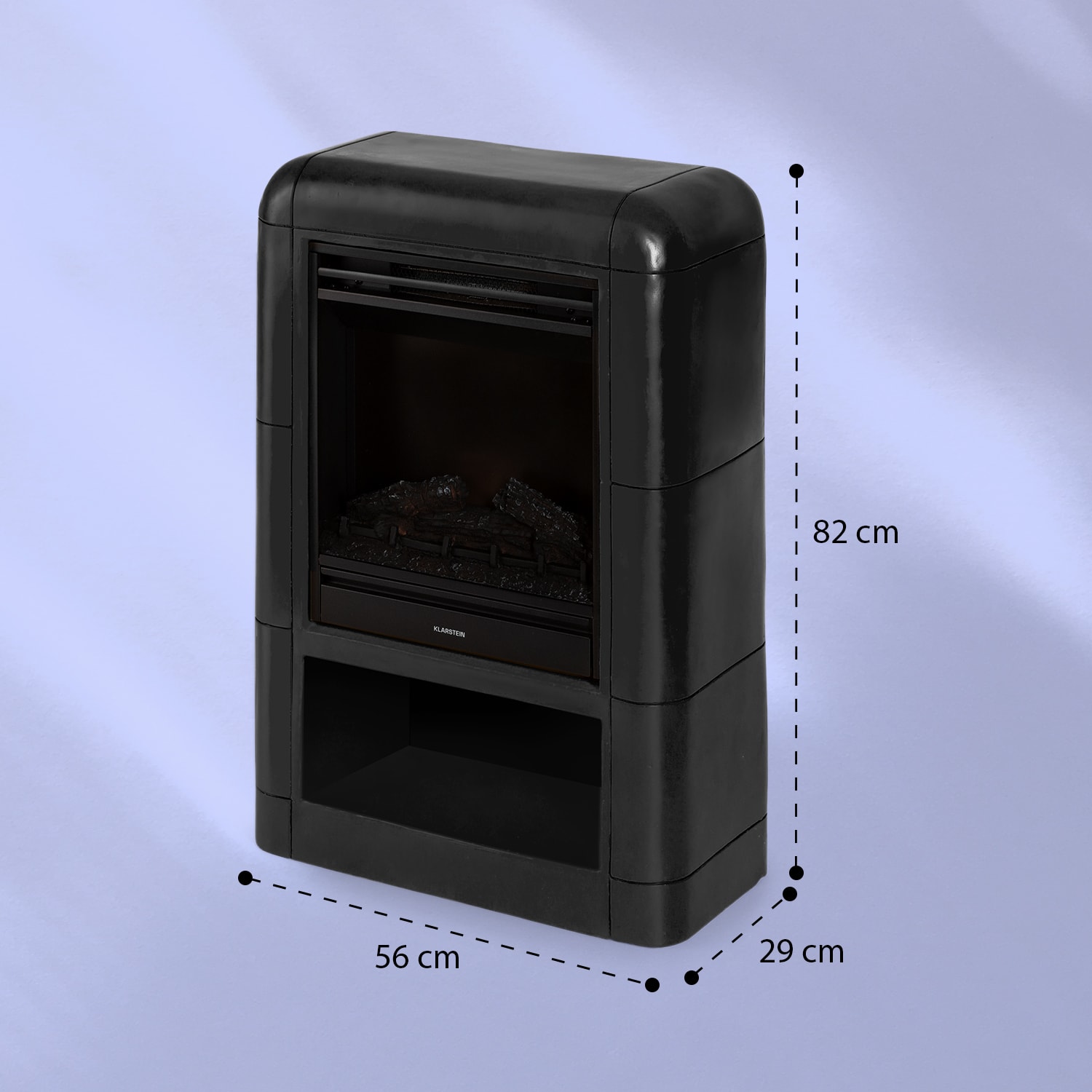 Dukono Електрическа камина 1800 W LED пламък Отоплителен уред Таймер Място за дърва Черно