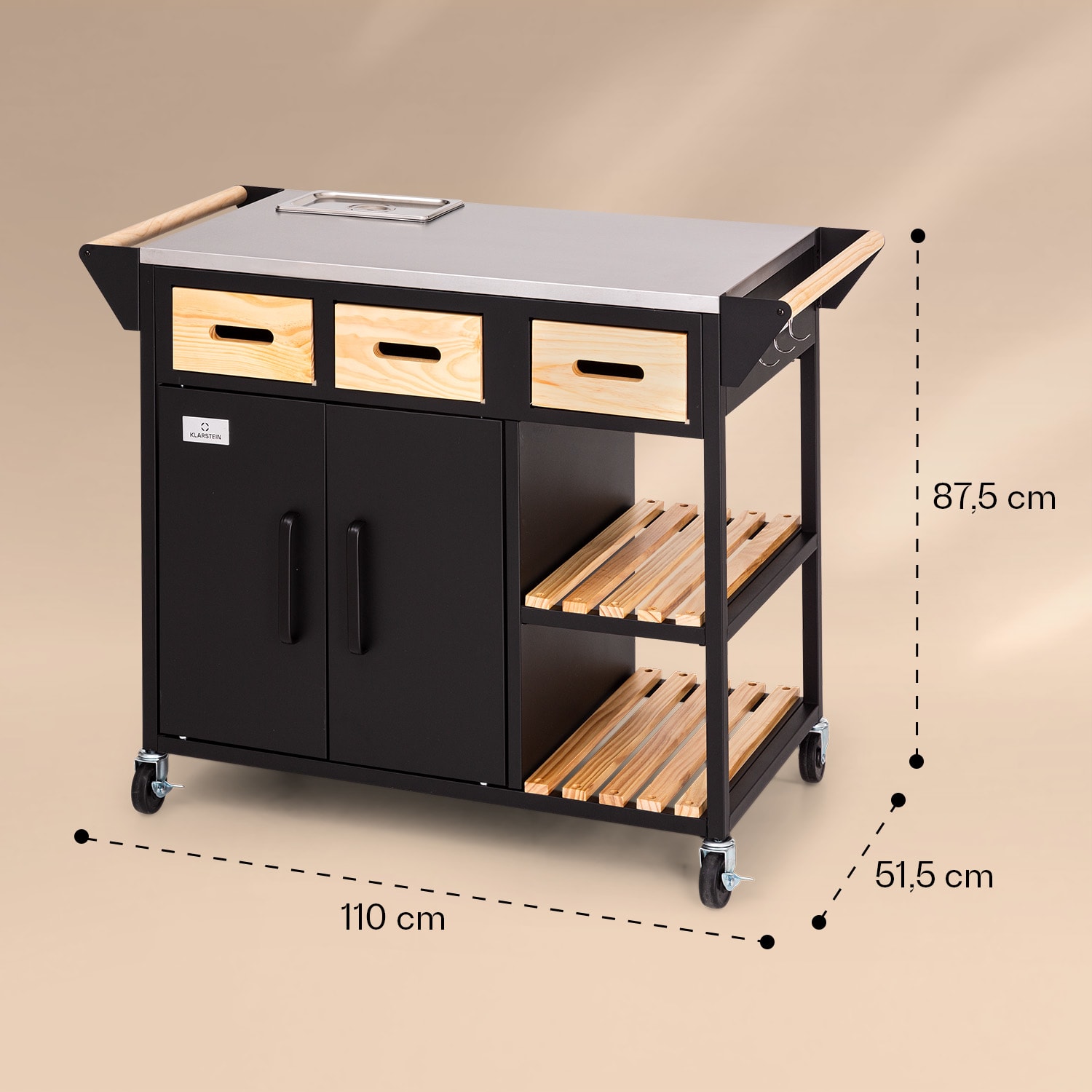 Jersey, vanjska kuhinja, radna stanica, nehrđajući čelik, prenosiv, navlaka za kišu 