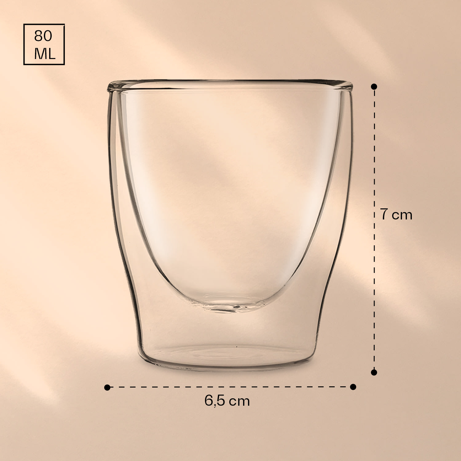 DUOS, dvoustěnná sklenice, 80 ml Sada 4 kusů
